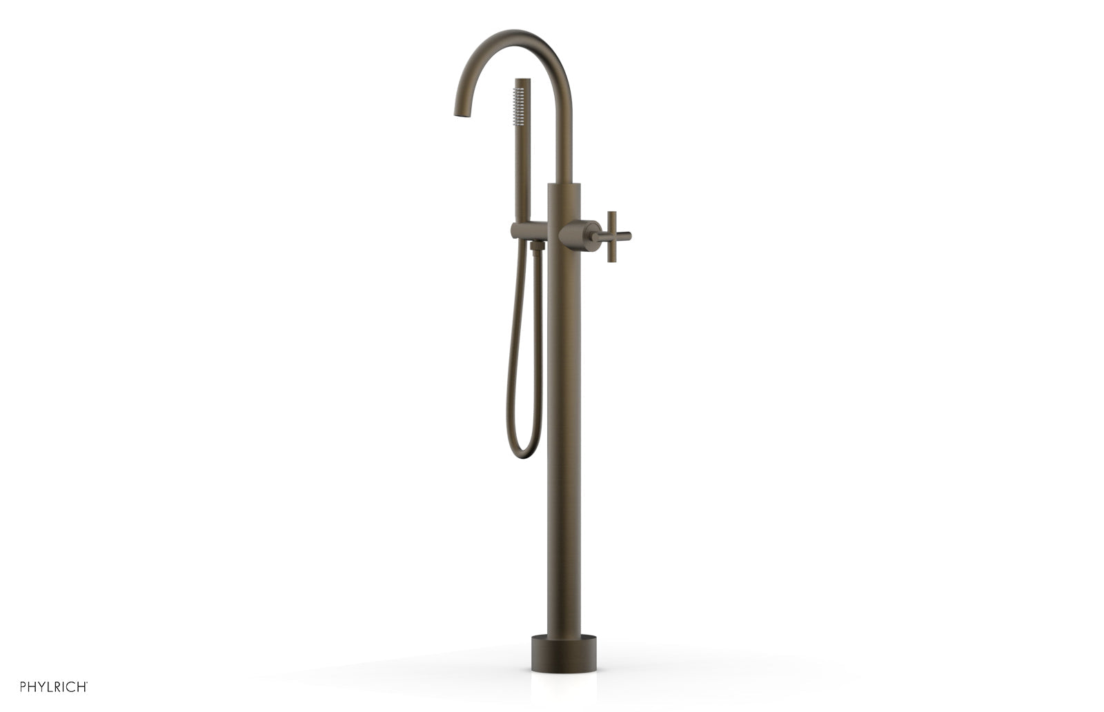 TRANSITION Tall Floor Mount Tub Filler - Cross Handle with Hand Shower 120-44-01