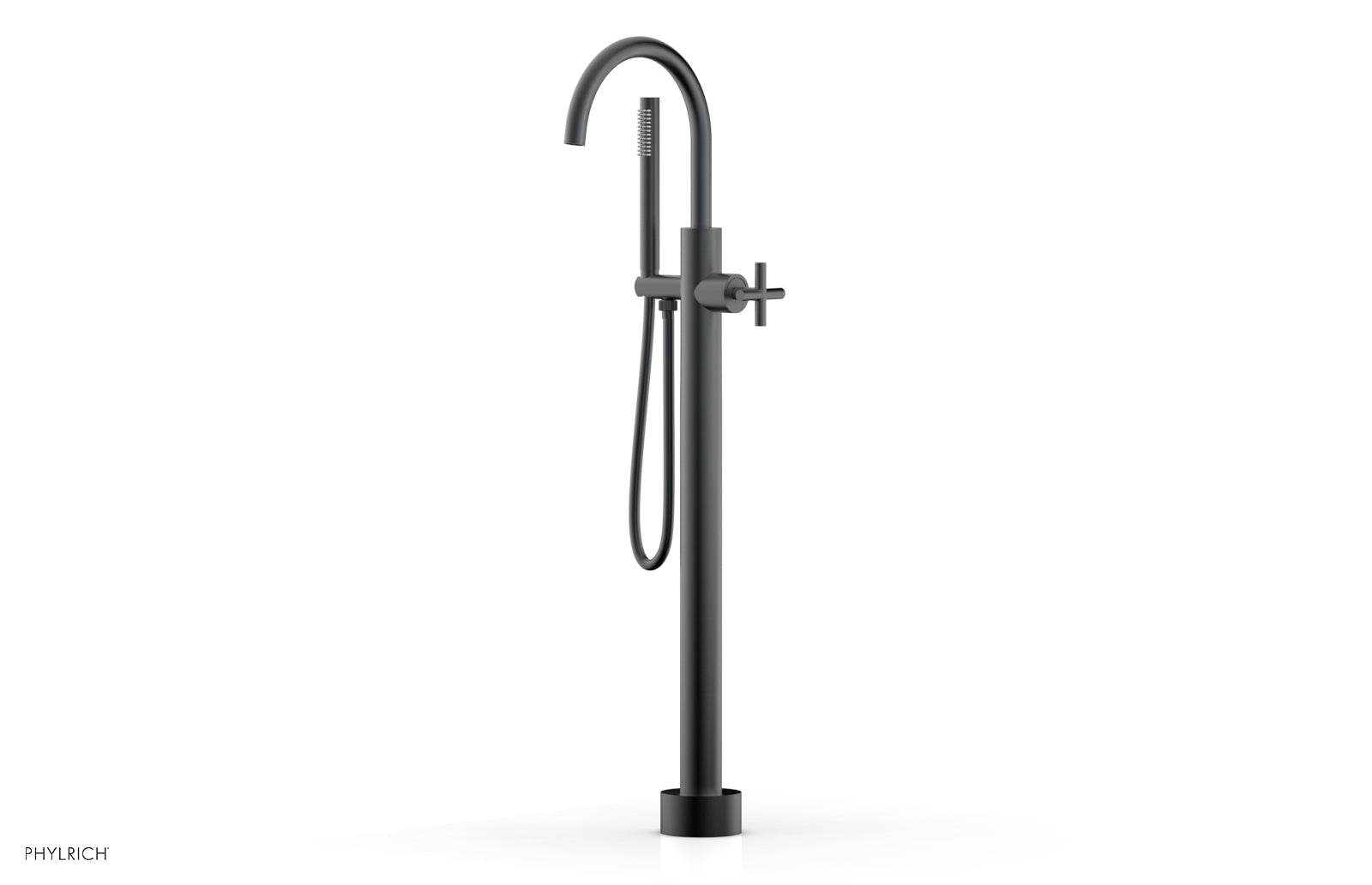 TRANSITION Tall Floor Mount Tub Filler - Cross Handle with Hand Shower 120-44-01
