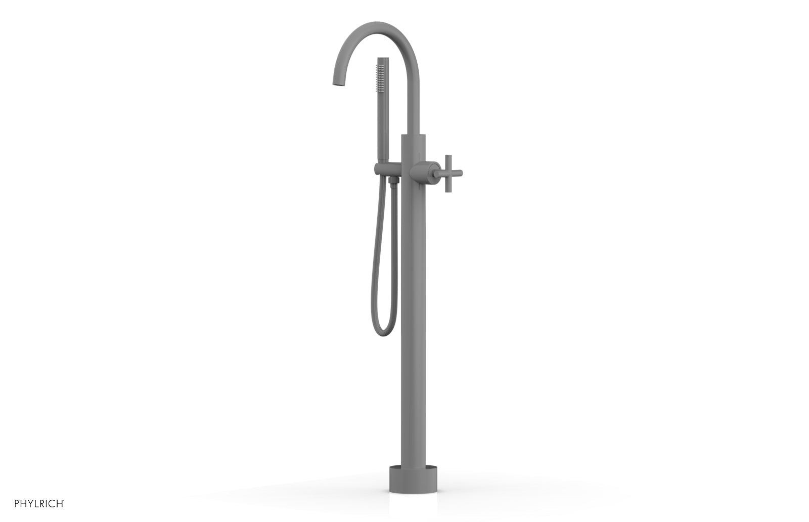 TRANSITION Tall Floor Mount Tub Filler - Cross Handle with Hand Shower 120-44-01