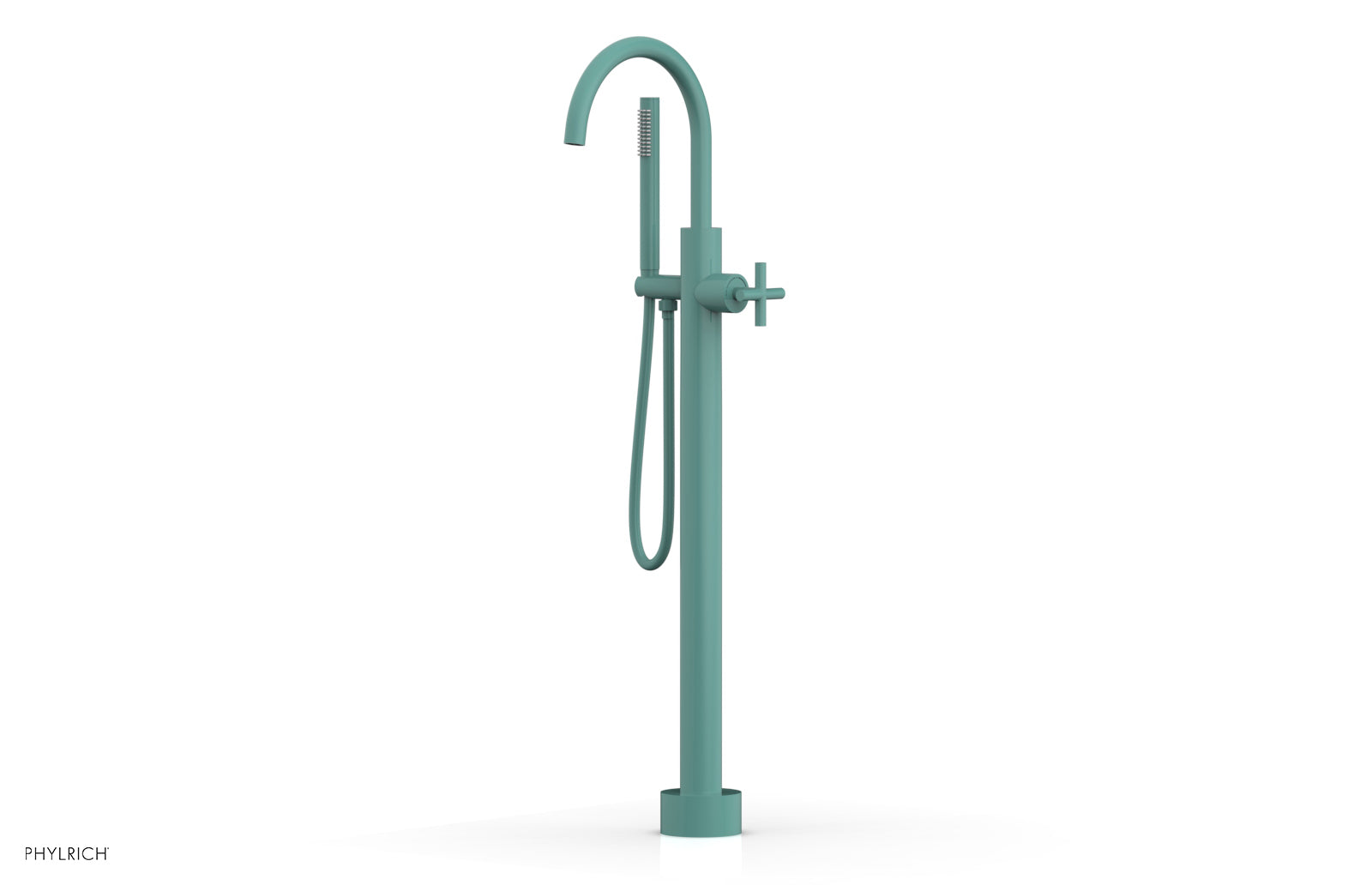 TRANSITION Tall Floor Mount Tub Filler - Cross Handle with Hand Shower 120-44-01
