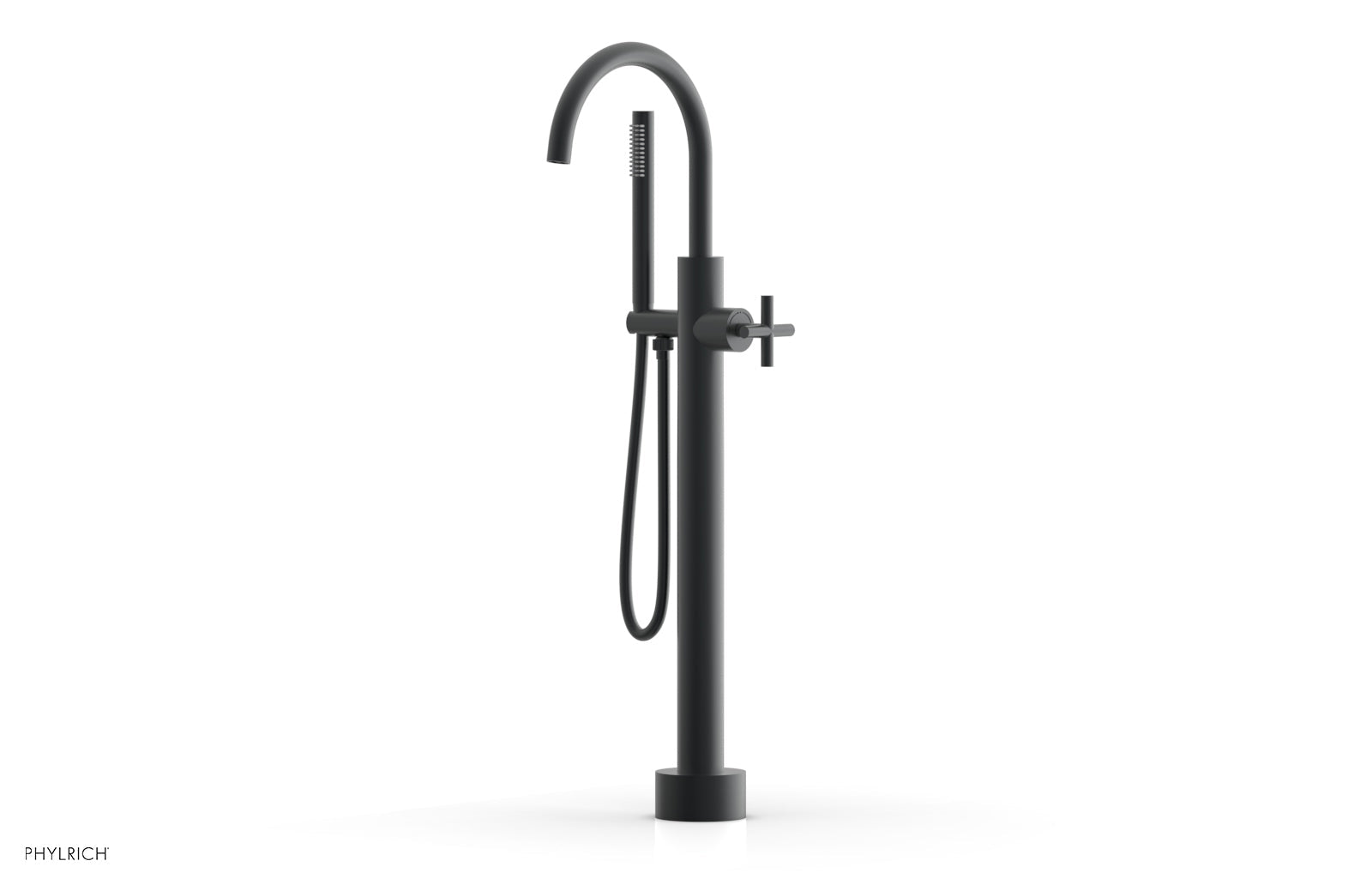 m　0324 TRANSITION Low Floor Mount Tub Filler - Cross Handle with