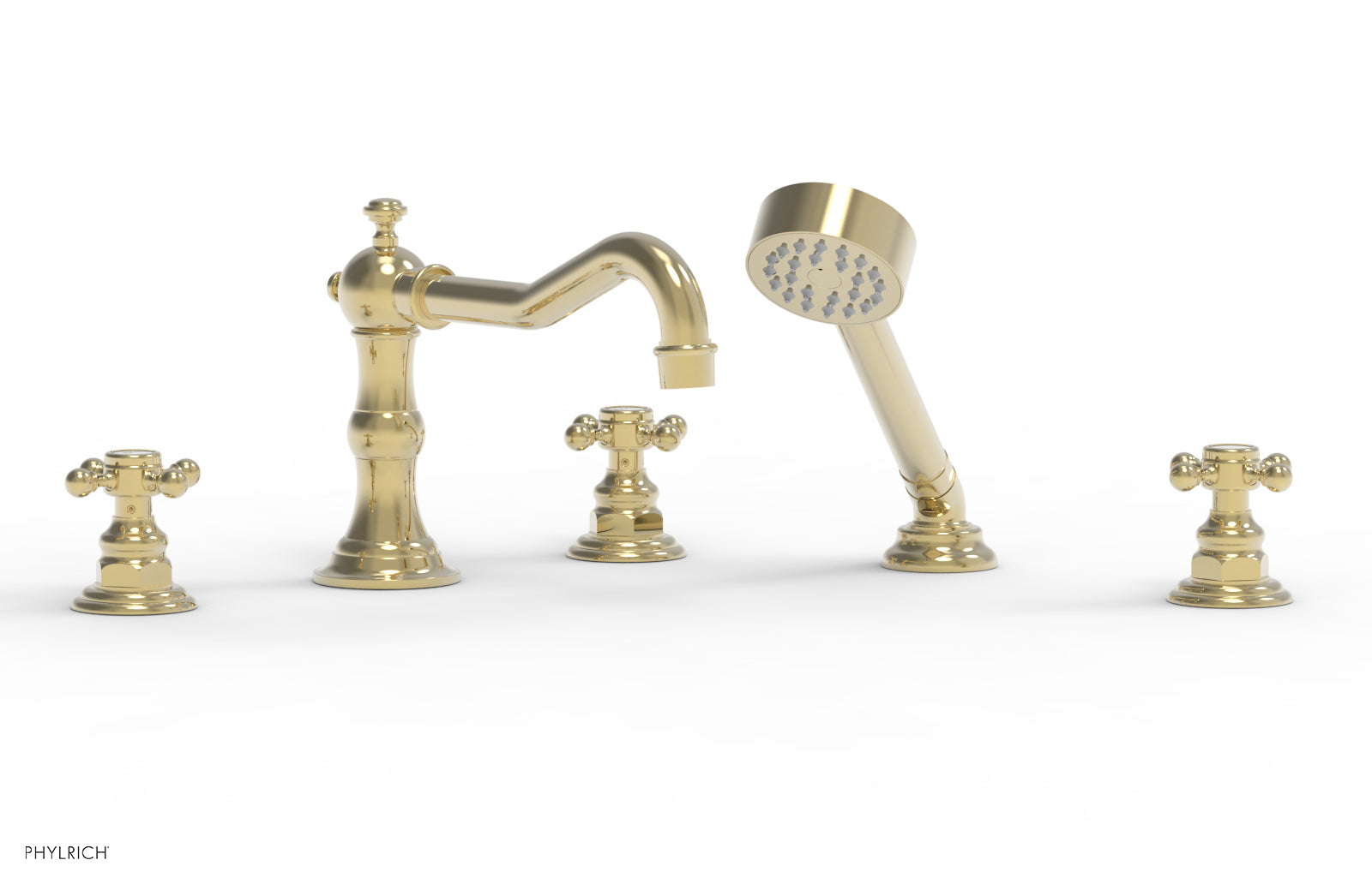 HENRI Deck Tub Set with Hand Shower with Cross Handles 161-48