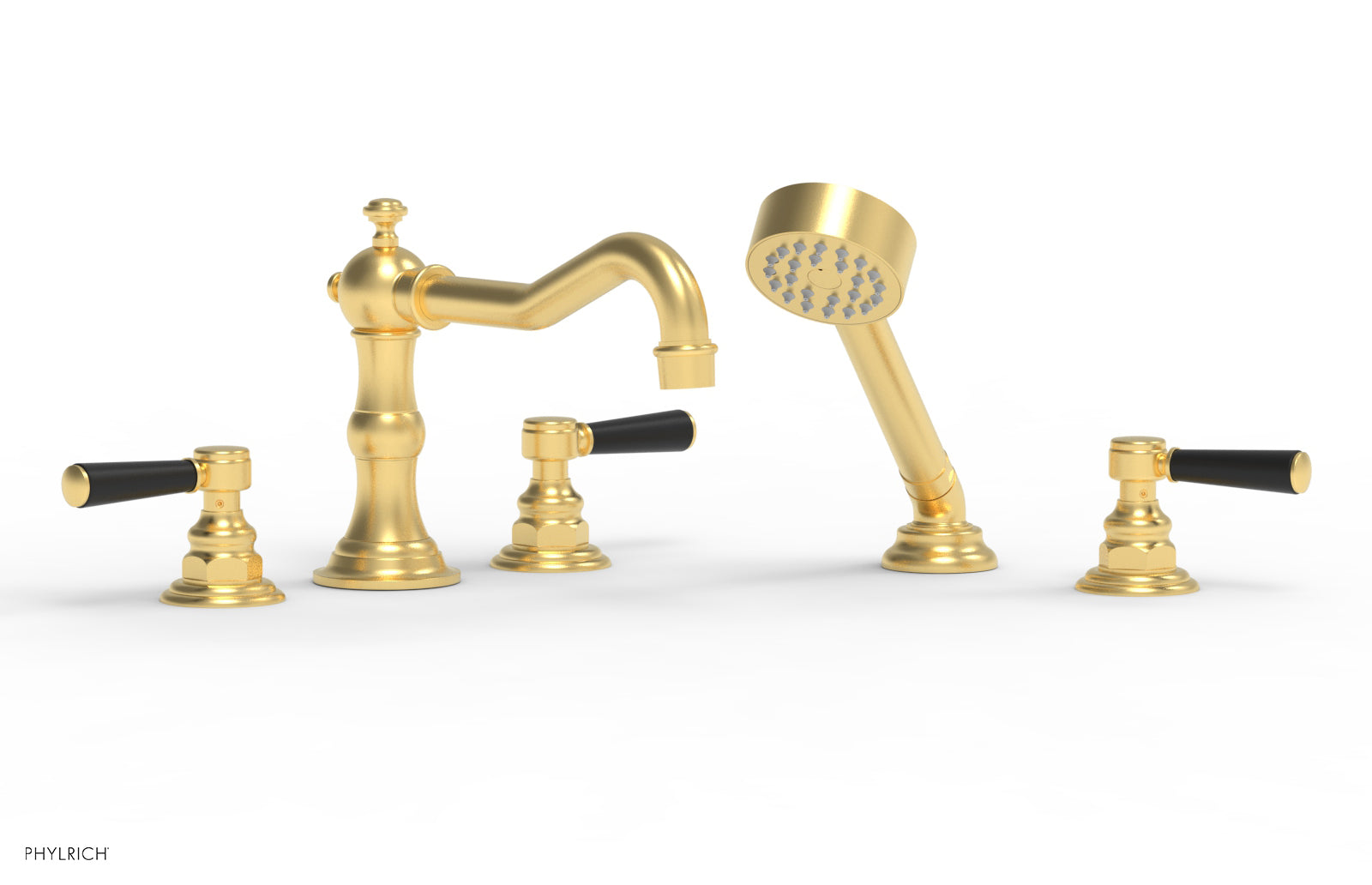 HENRI Deck Tub Set with Hand Shower with Satin Black Handles 161-49