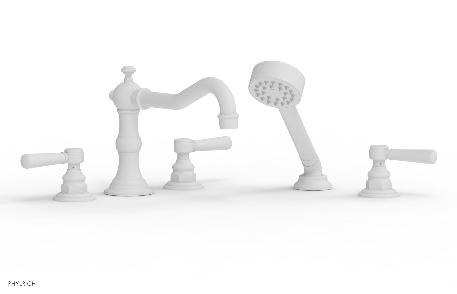 HENRI Deck Tub Set with Hand Shower with Satin White Handles 161-49