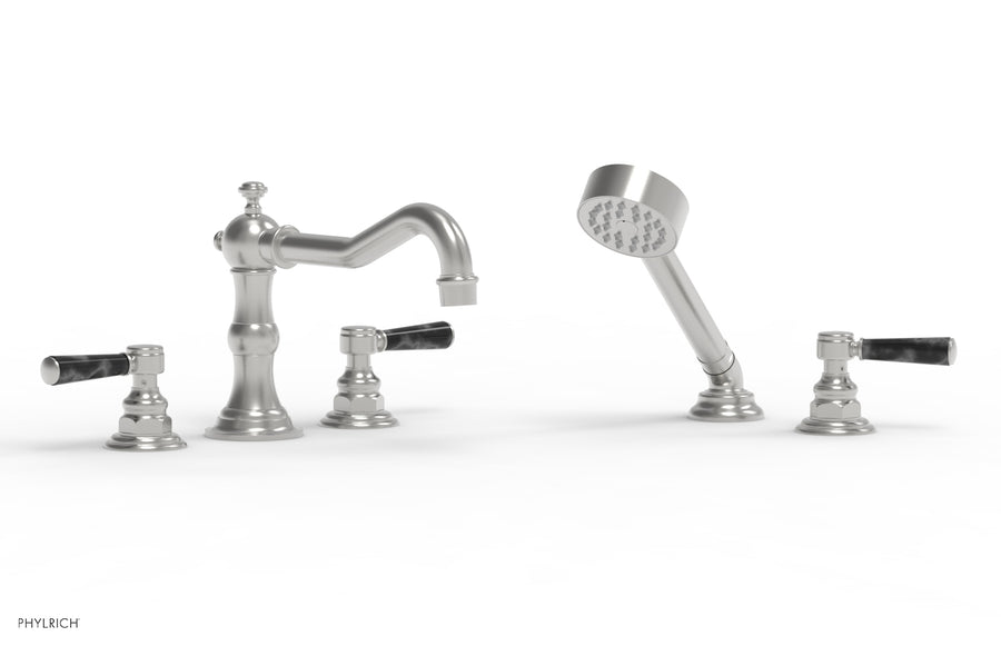 HENRI Deck Tub Set with Hand Shower with Black Marble Handles 161-50