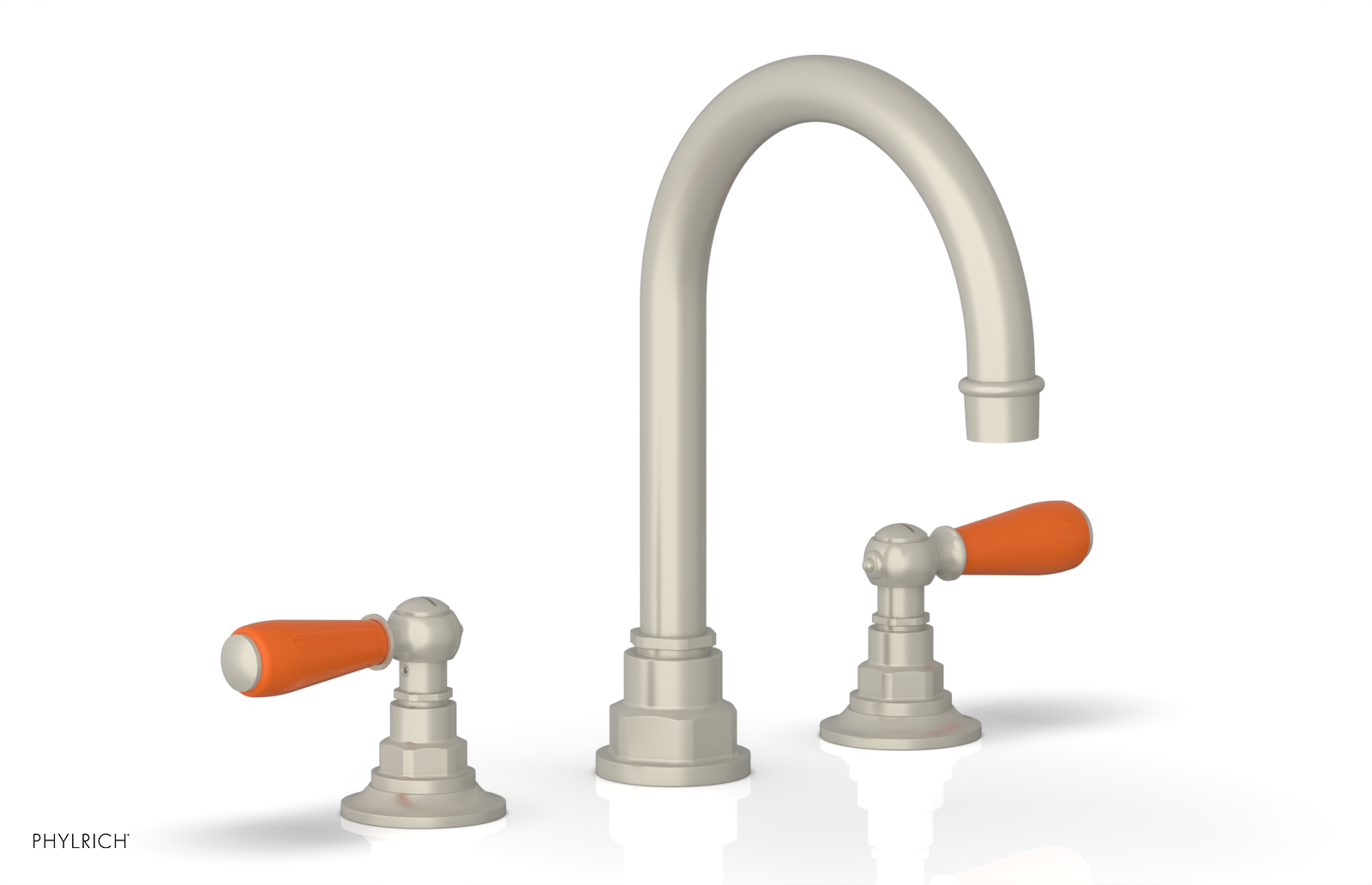 JAMESTOWN Widespread Faucet - High Spout - Lever Handle with "Orange" Accents 165-04