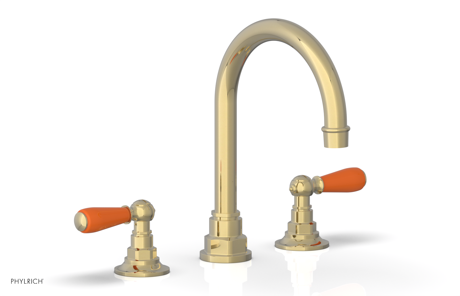 JAMESTOWN Widespread Faucet - High Spout - Lever Handle with "Orange" Accents 165-04