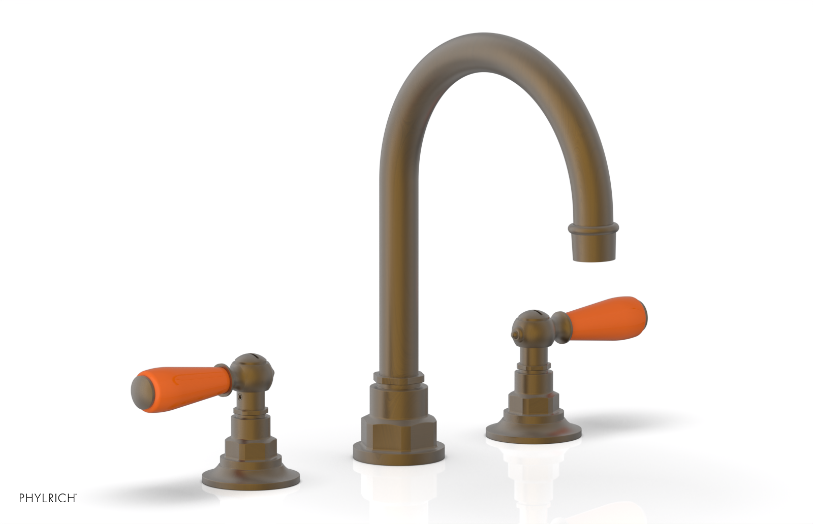 JAMESTOWN Widespread Faucet - High Spout - Lever Handle with "Orange" Accents 165-04