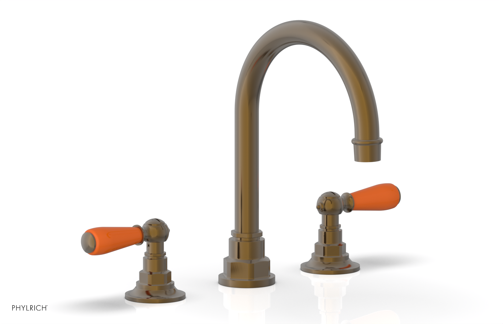 JAMESTOWN Widespread Faucet - High Spout - Lever Handle with "Orange" Accents 165-04