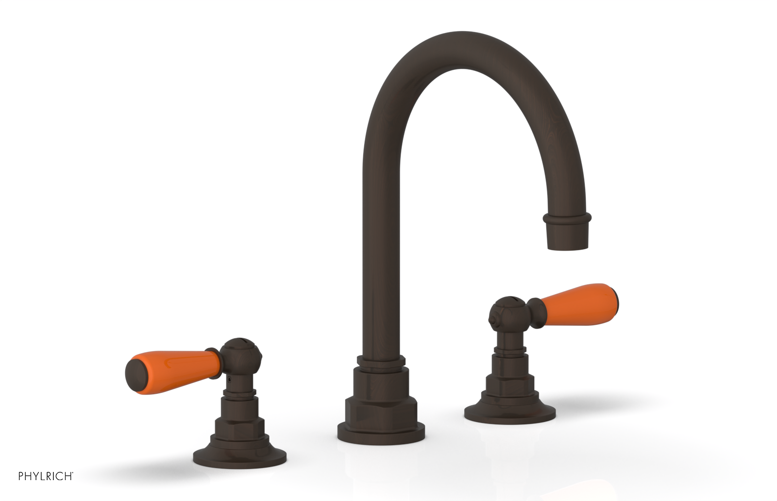 JAMESTOWN Widespread Faucet - High Spout - Lever Handle with "Orange" Accents 165-04