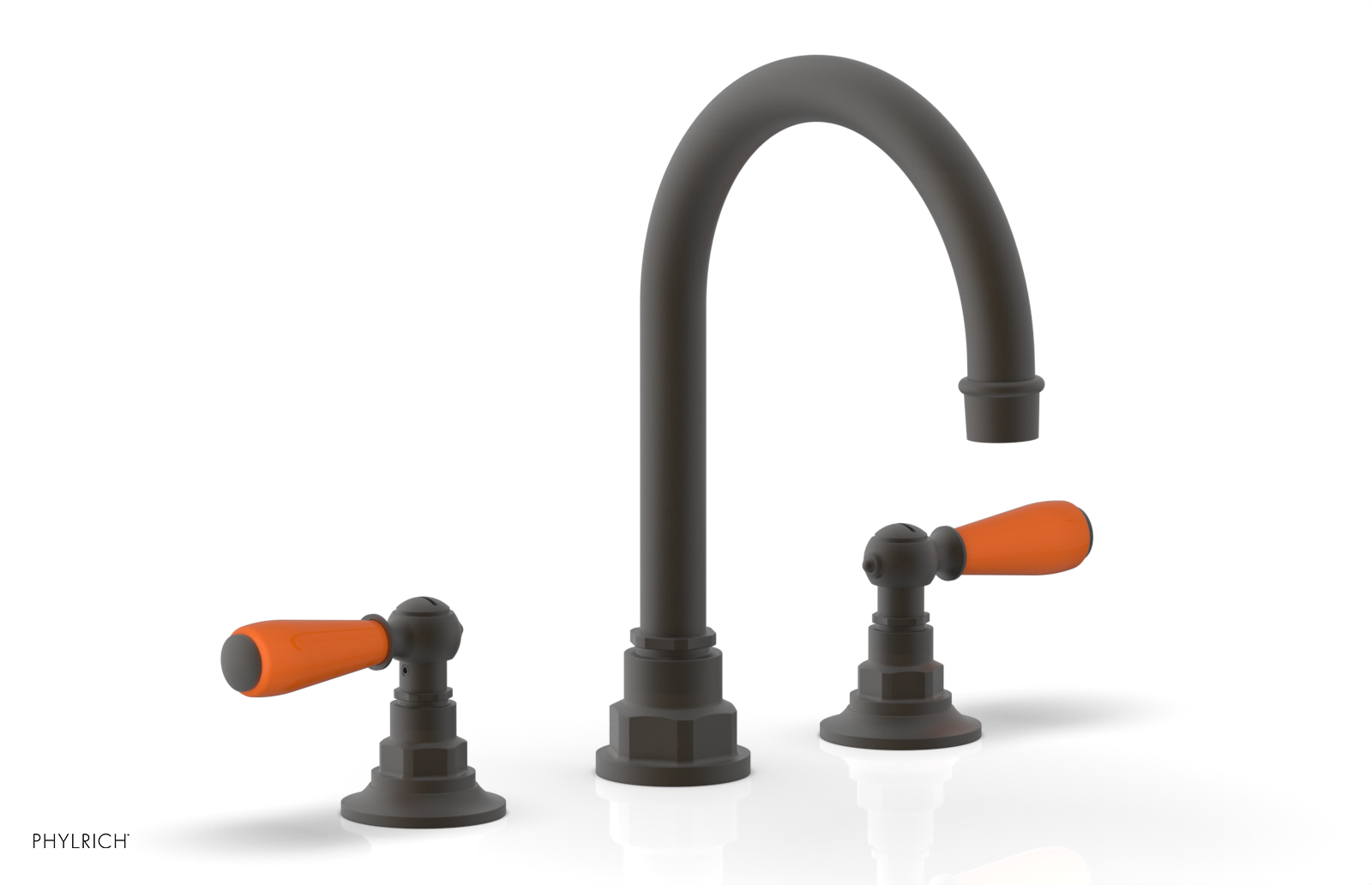 JAMESTOWN Widespread Faucet - High Spout - Lever Handle with "Orange" Accents 165-04