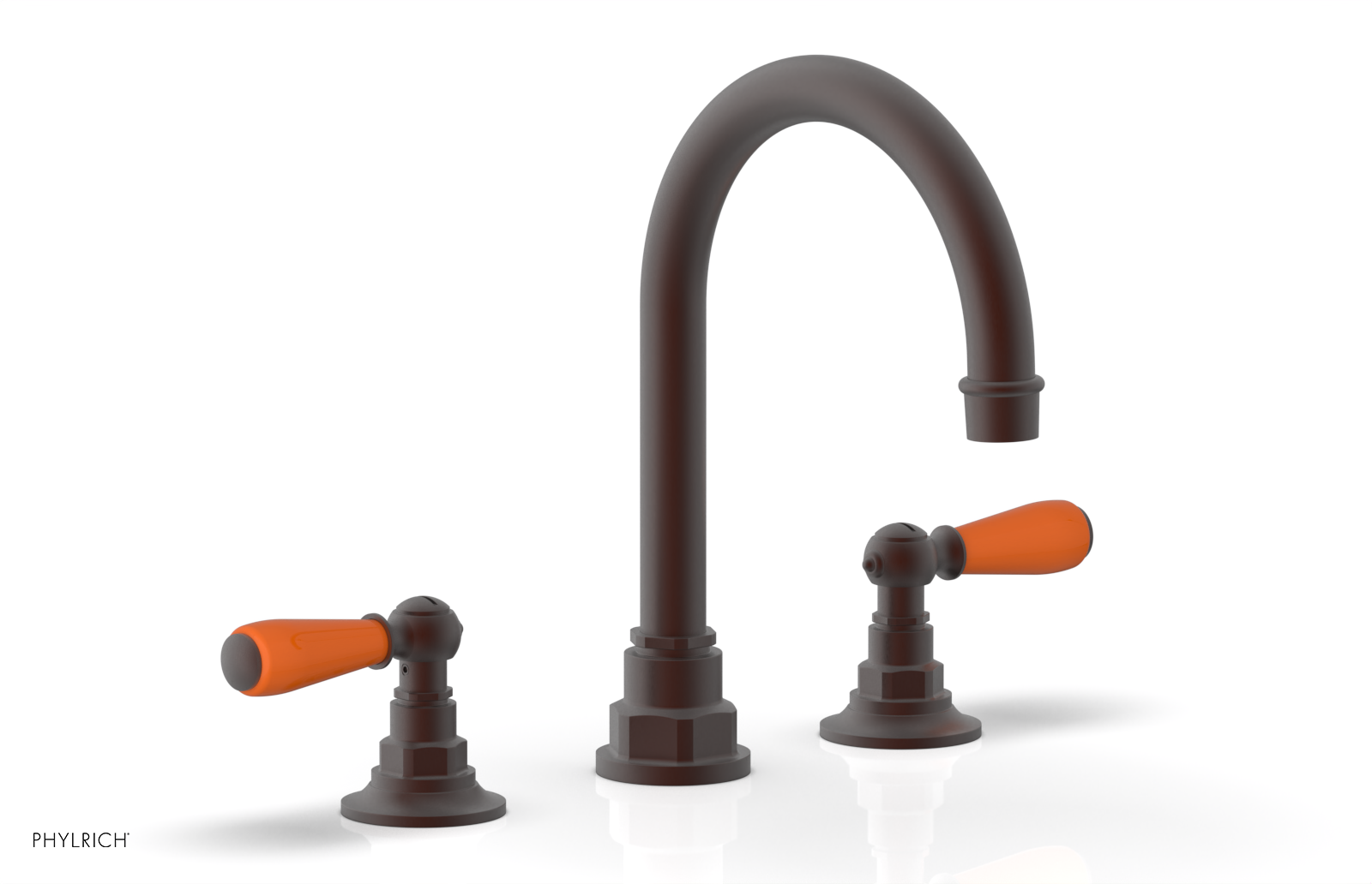 JAMESTOWN Widespread Faucet - High Spout - Lever Handle with "Orange" Accents 165-04