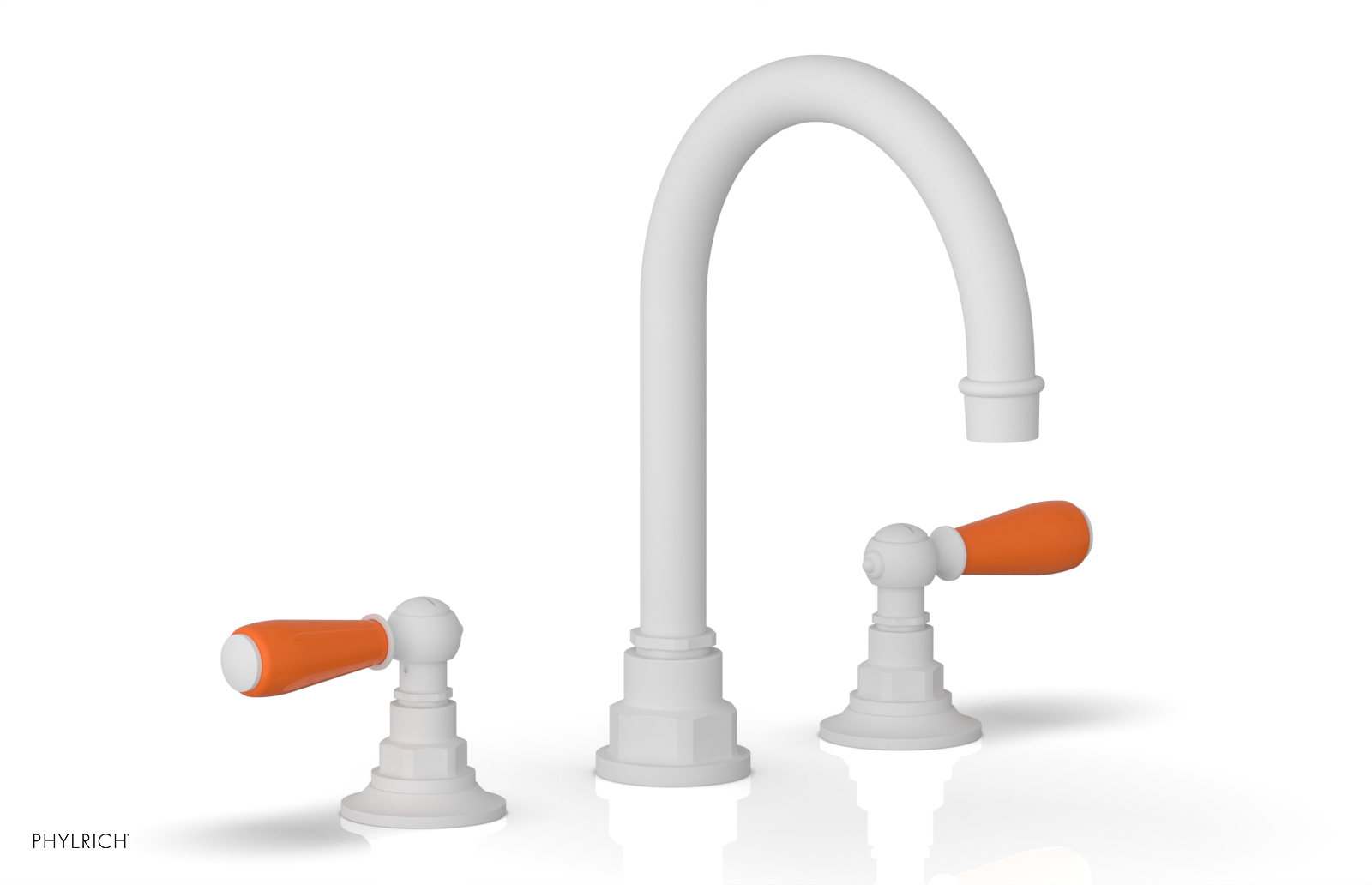 JAMESTOWN Widespread Faucet - High Spout - Lever Handle with "Orange" Accents 165-04