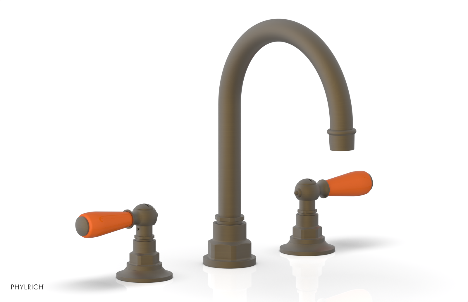 JAMESTOWN Widespread Faucet - High Spout - Lever Handle with "Orange" Accents 165-04