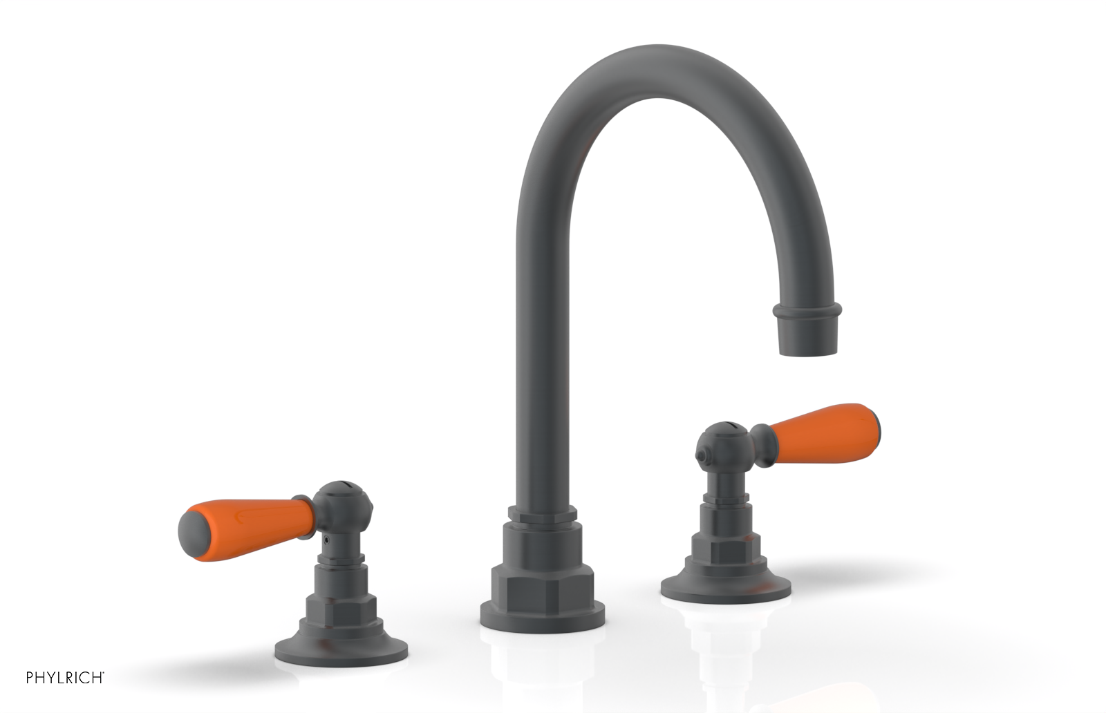 JAMESTOWN Widespread Faucet - High Spout - Lever Handle with "Orange" Accents 165-04