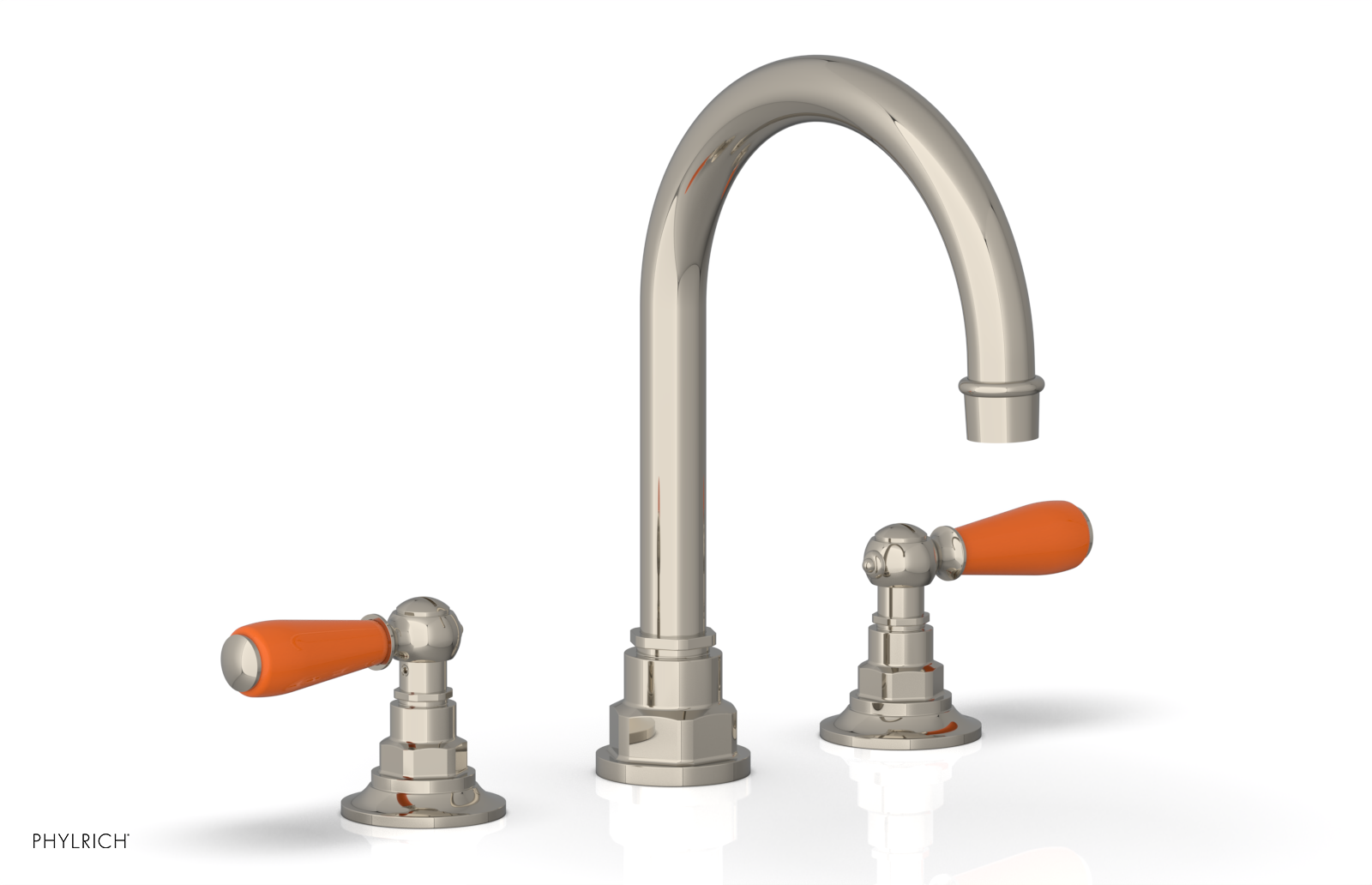 JAMESTOWN Widespread Faucet - High Spout - Lever Handle with "Orange" Accents 165-04