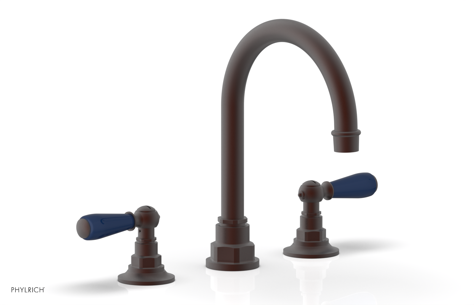 JAMESTOWN Widespread Faucet - High Spout - Lever Handle with "Navy Blue" Accents 165-04