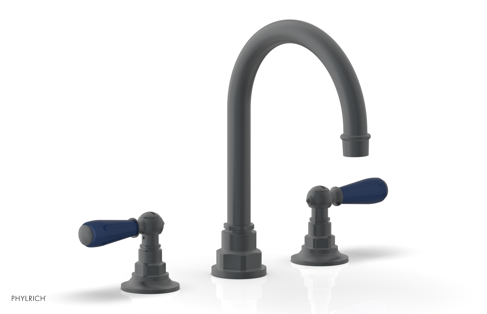 JAMESTOWN Widespread Faucet - High Spout - Lever Handle with "Navy Blue" Accents 165-04