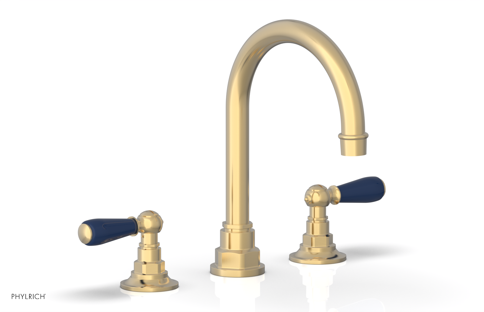 JAMESTOWN Widespread Faucet - High Spout - Lever Handle with "Navy Blue" Accents 165-04