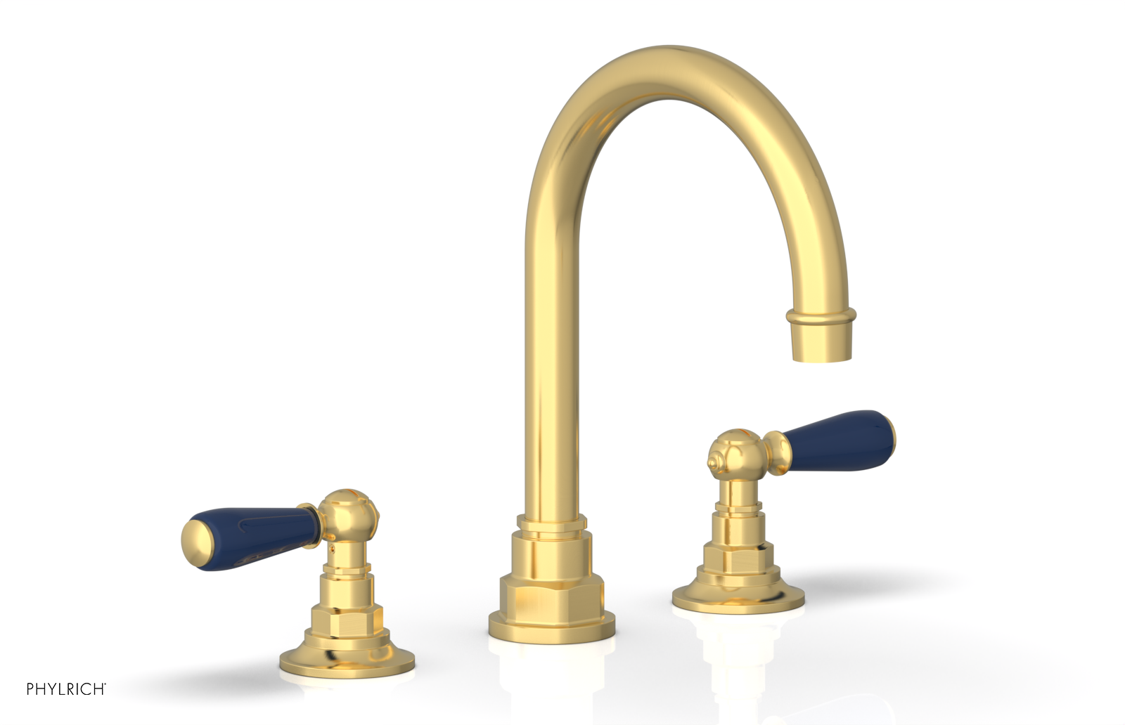 JAMESTOWN Widespread Faucet - High Spout - Lever Handle with "Navy Blue" Accents 165-04