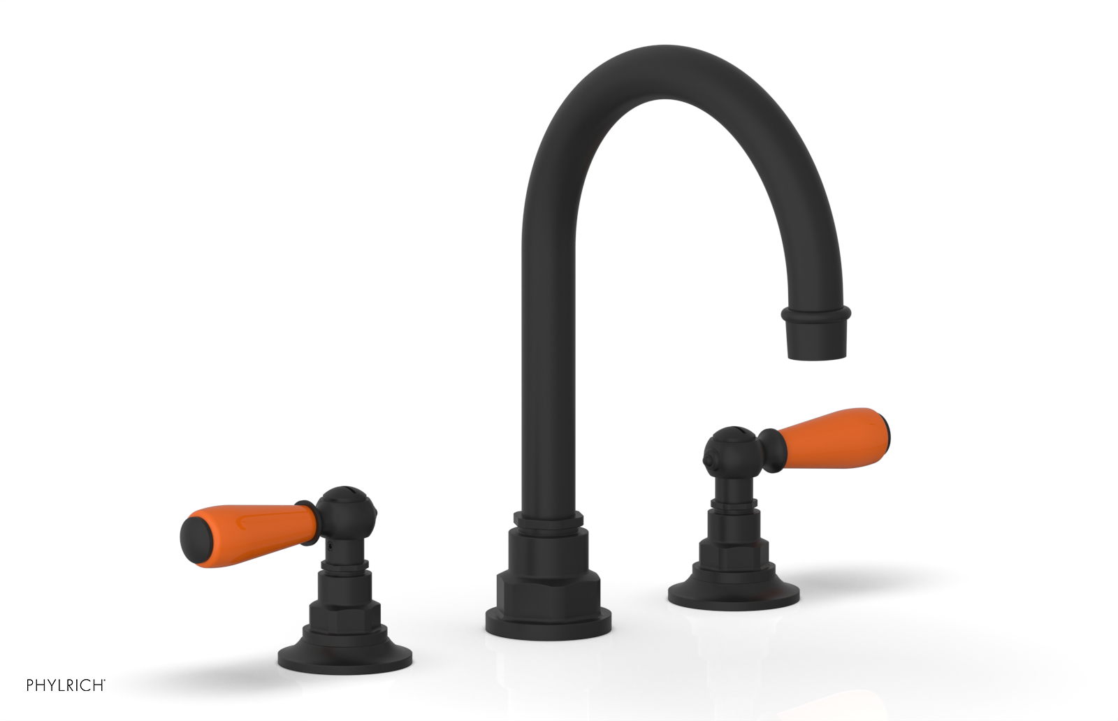 JAMESTOWN Widespread Faucet - High Spout - Lever Handle with "Orange" Accents 165-04
