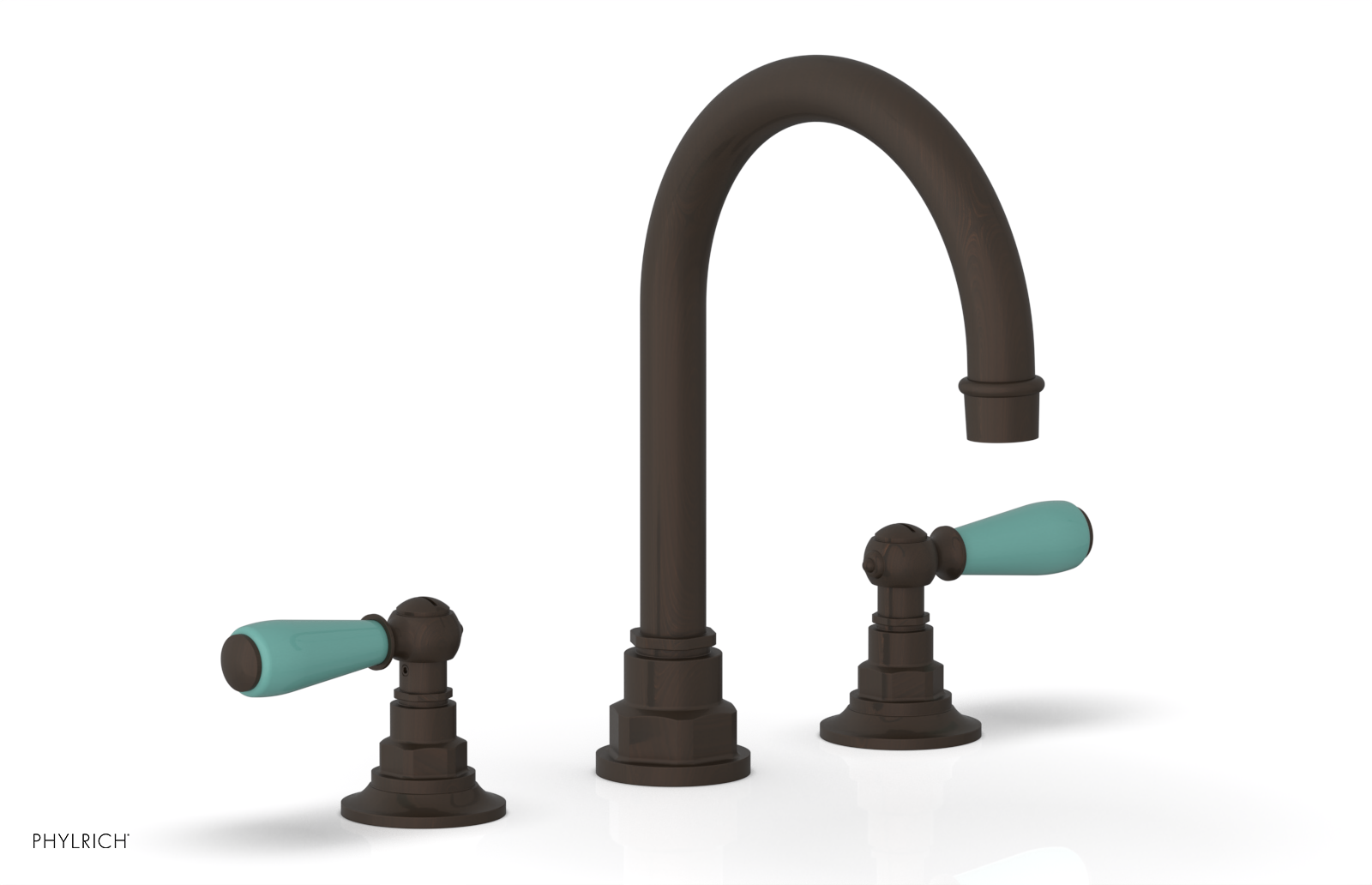 JAMESTOWN Widespread Faucet - High Spout - Lever Handle with "Turqoise" Accents 165-04