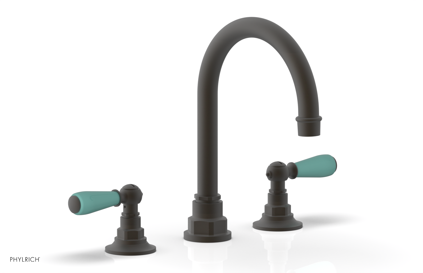 JAMESTOWN Widespread Faucet - High Spout - Lever Handle with "Turqoise" Accents 165-04