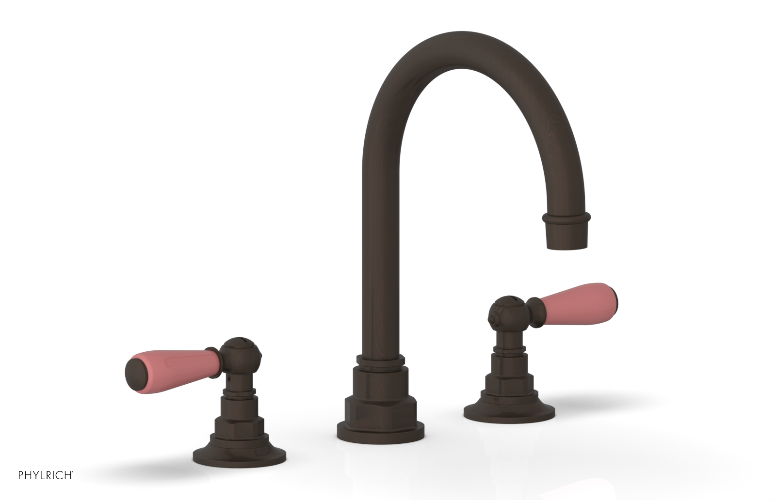 JAMESTOWN Widespread Faucet - High Spout - Lever Handle with "Pink" Accents 165-04