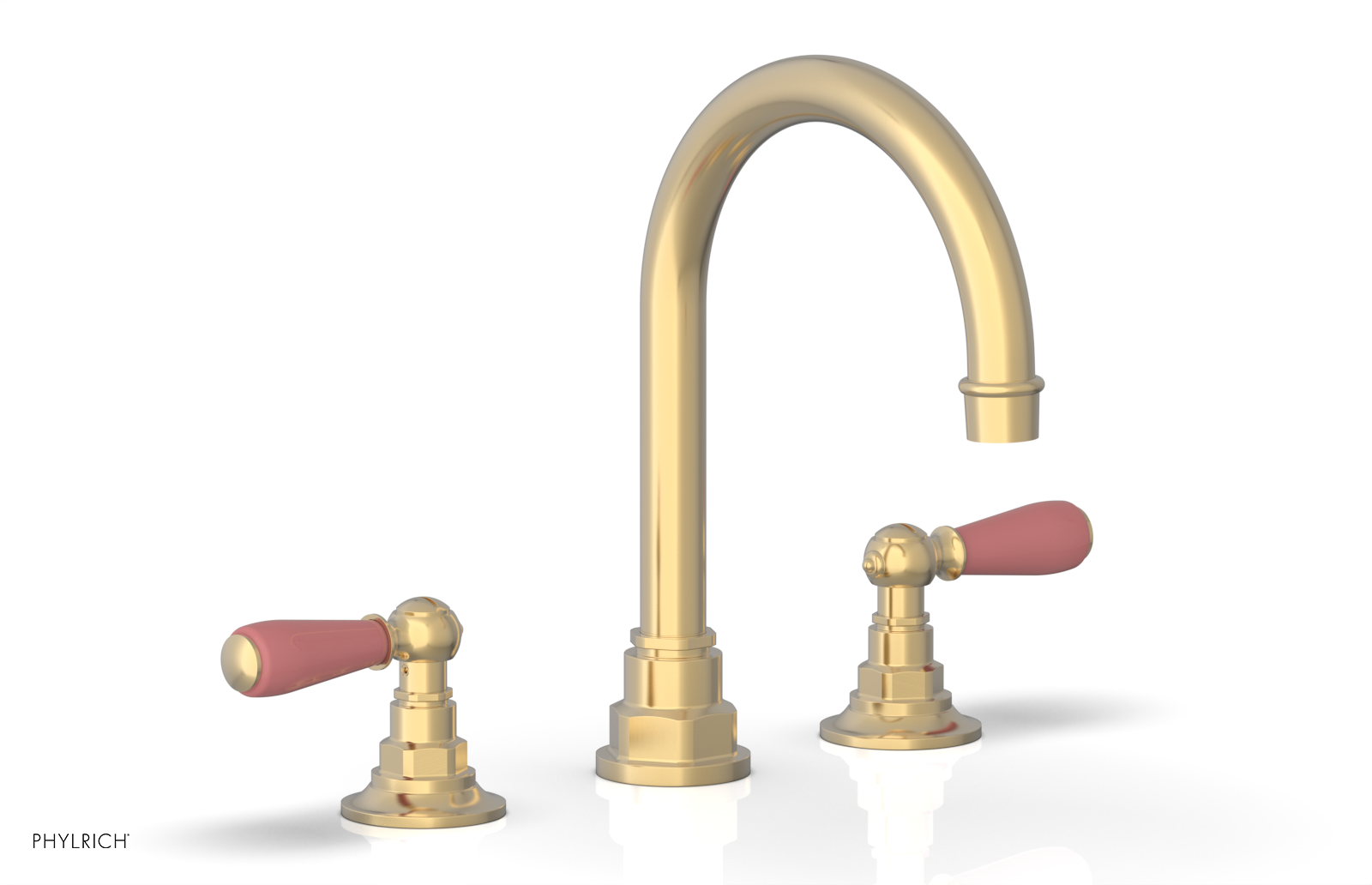 JAMESTOWN Widespread Faucet - High Spout - Lever Handle with "Pink" Accents 165-04