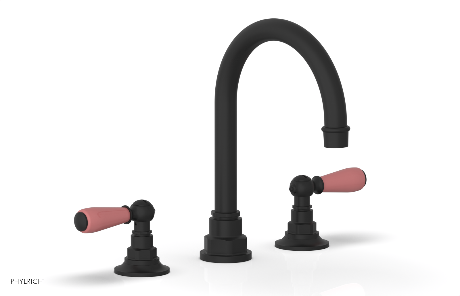 JAMESTOWN Widespread Faucet - High Spout - Lever Handle with "Pink" Accents 165-04