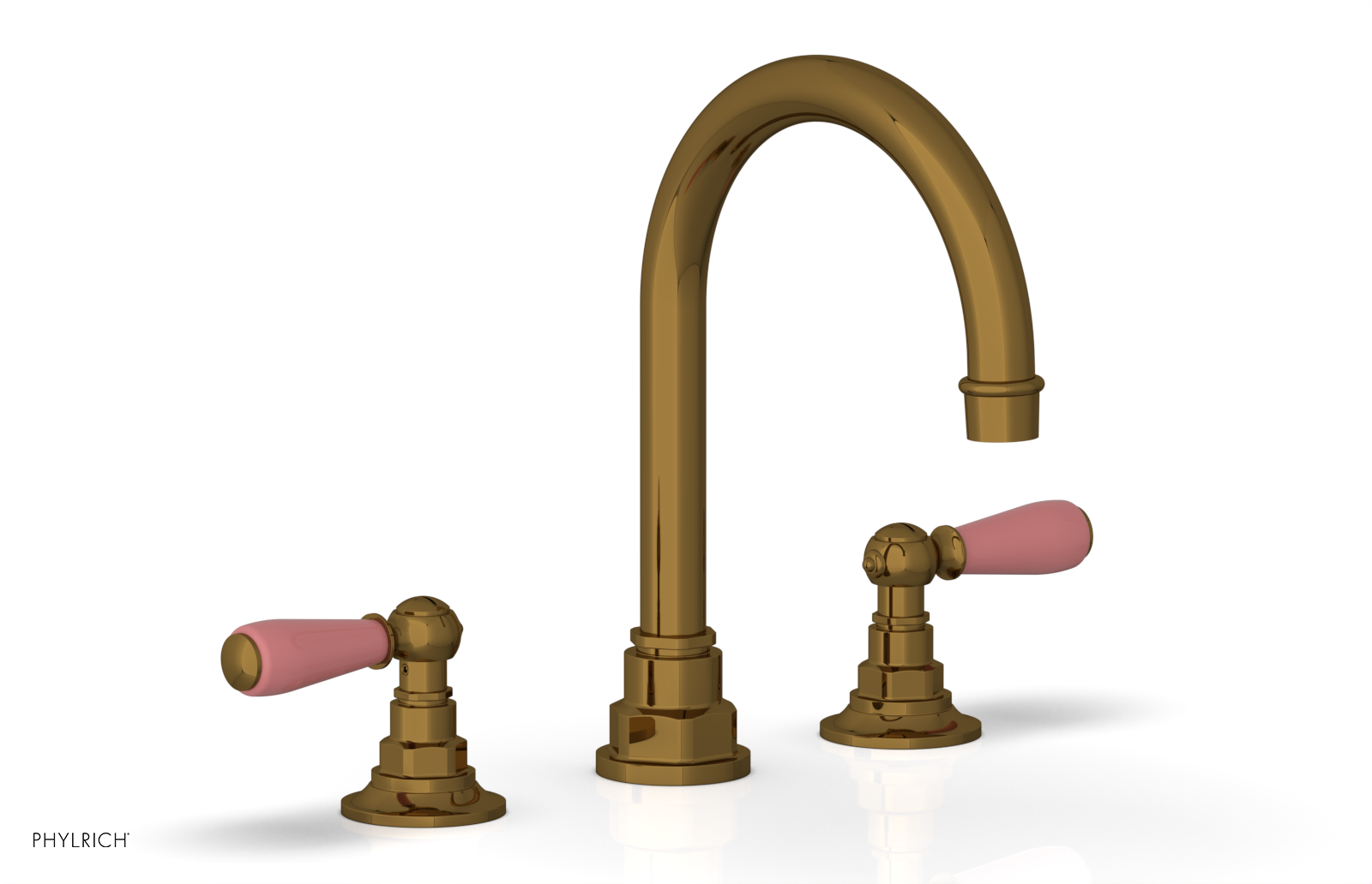 JAMESTOWN Widespread Faucet - High Spout - Lever Handle with "Pink" Accents 165-04