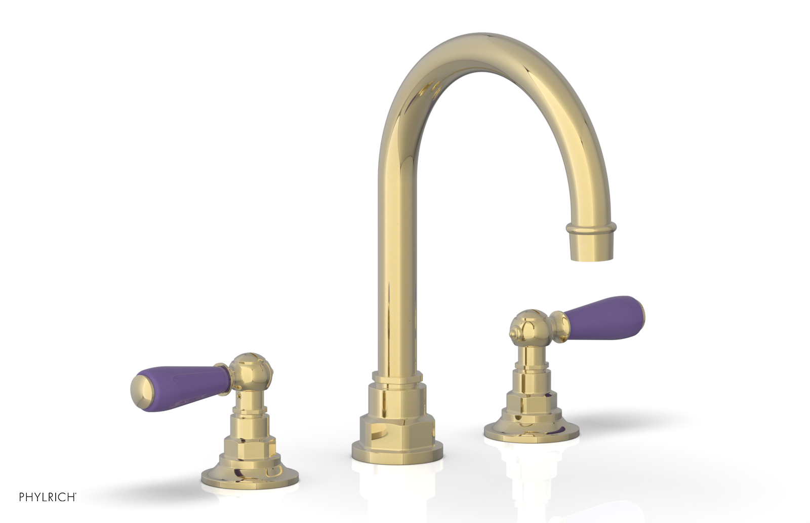 JAMESTOWN Widespread Faucet - High Spout - Lever Handle with "Purple" Accents 165-04