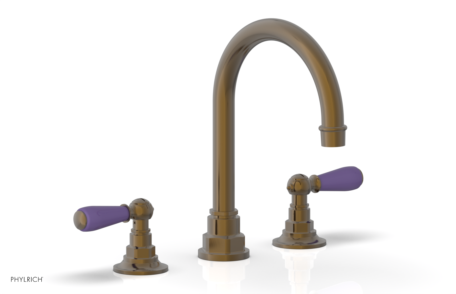 JAMESTOWN Widespread Faucet - High Spout - Lever Handle with "Purple" Accents 165-04