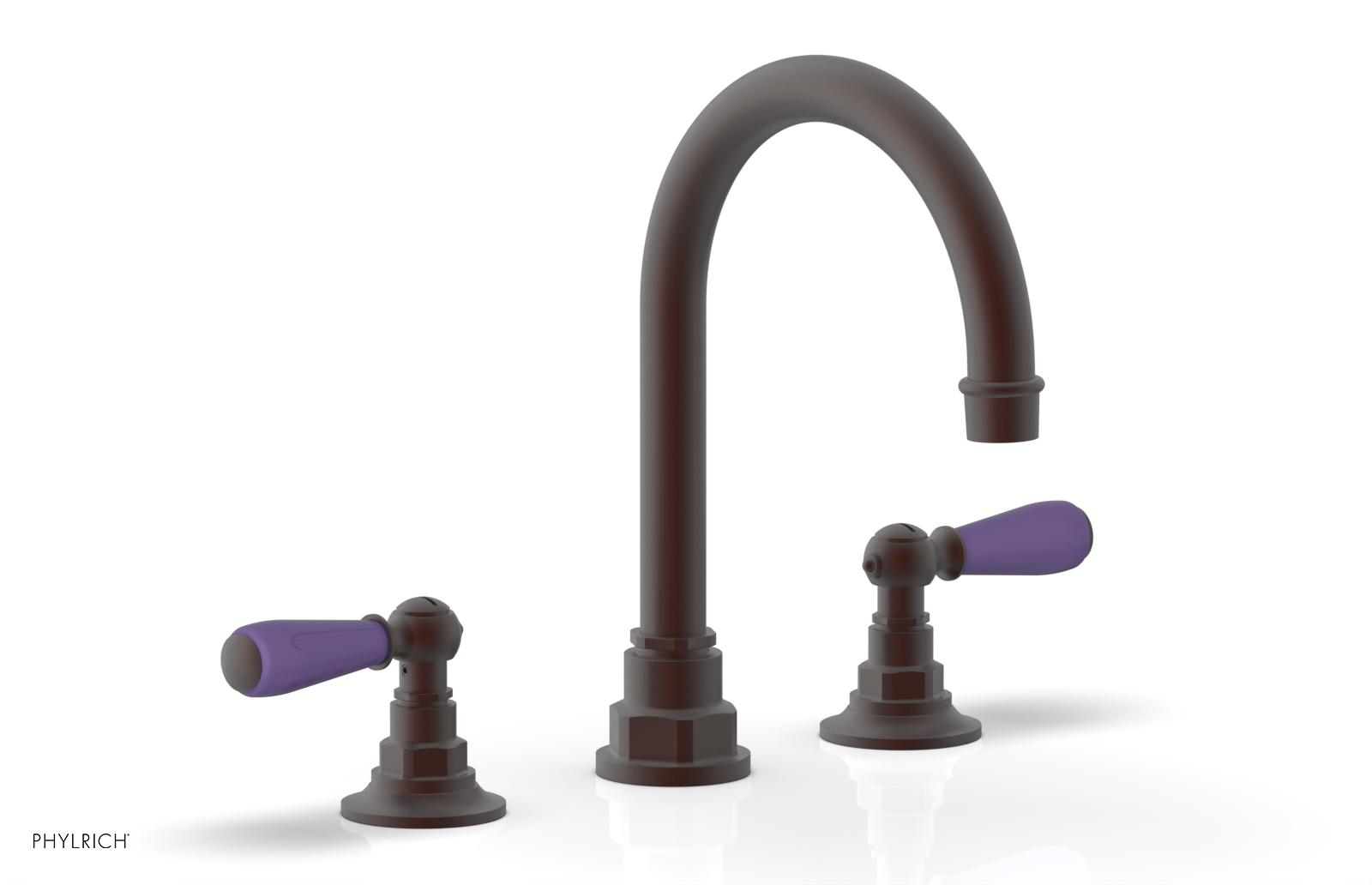 JAMESTOWN Widespread Faucet - High Spout - Lever Handle with "Purple" Accents 165-04