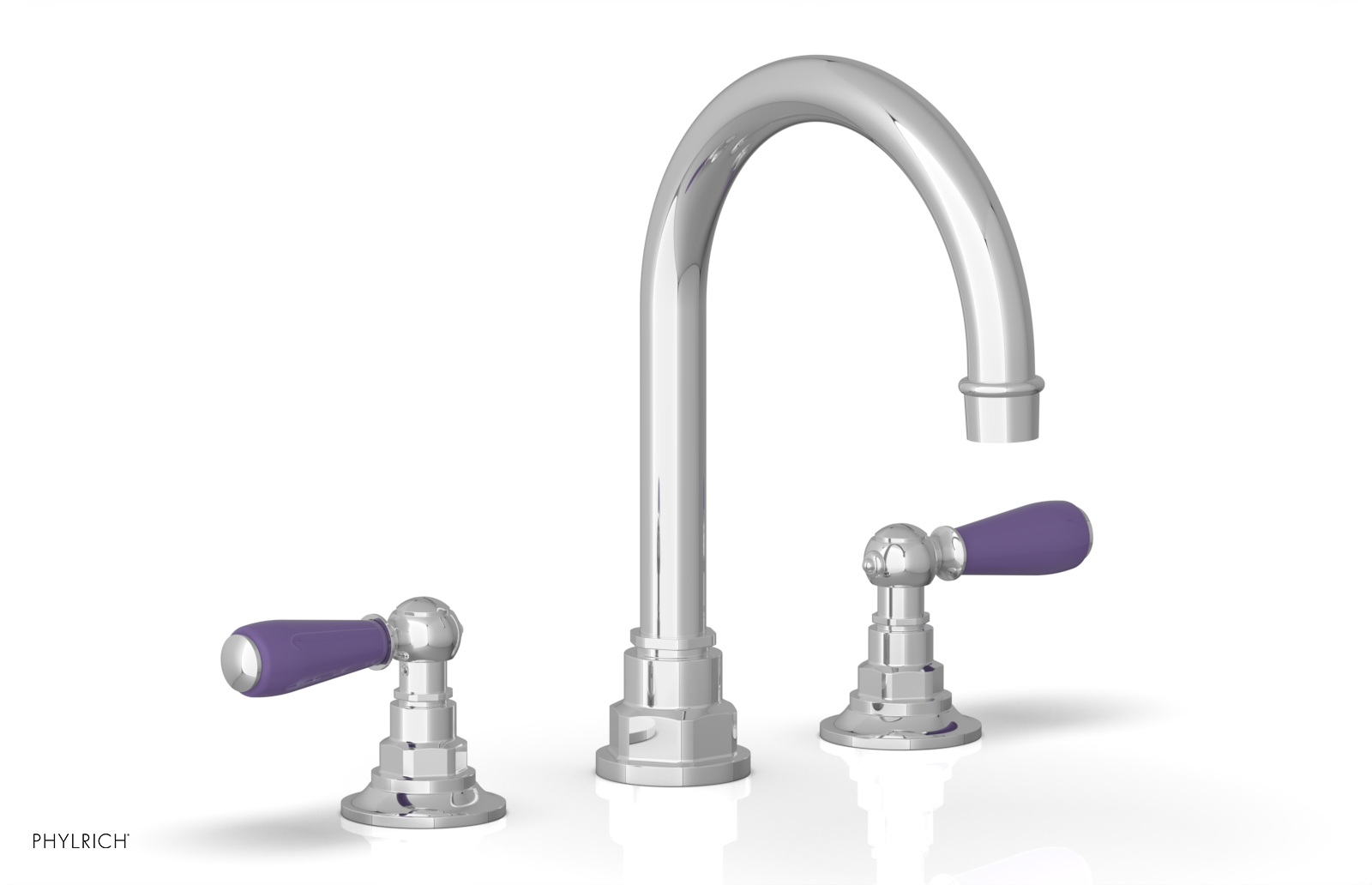 JAMESTOWN Widespread Faucet - High Spout - Lever Handle with "Purple" Accents 165-04