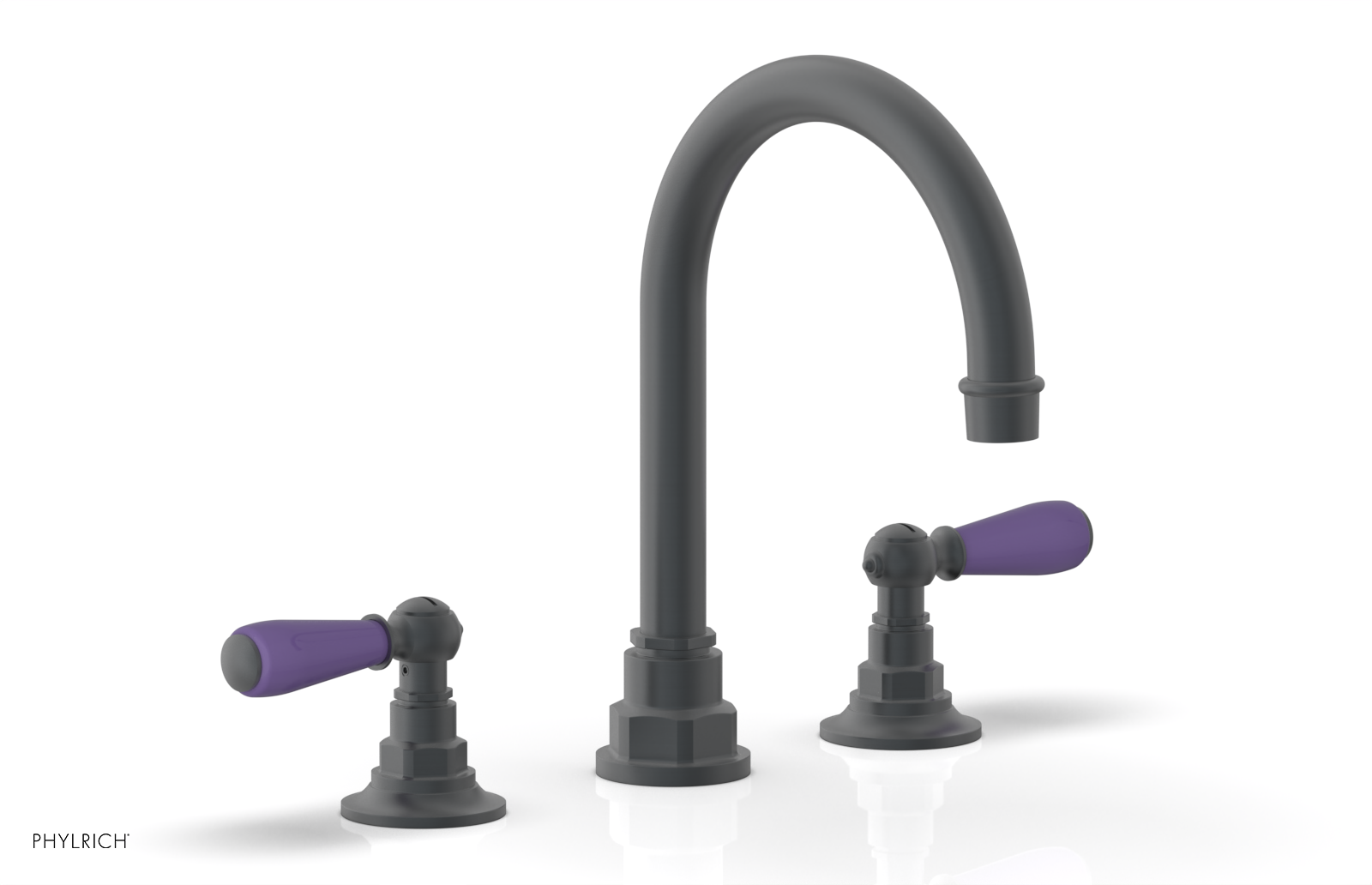 JAMESTOWN Widespread Faucet - High Spout - Lever Handle with "Purple" Accents 165-04