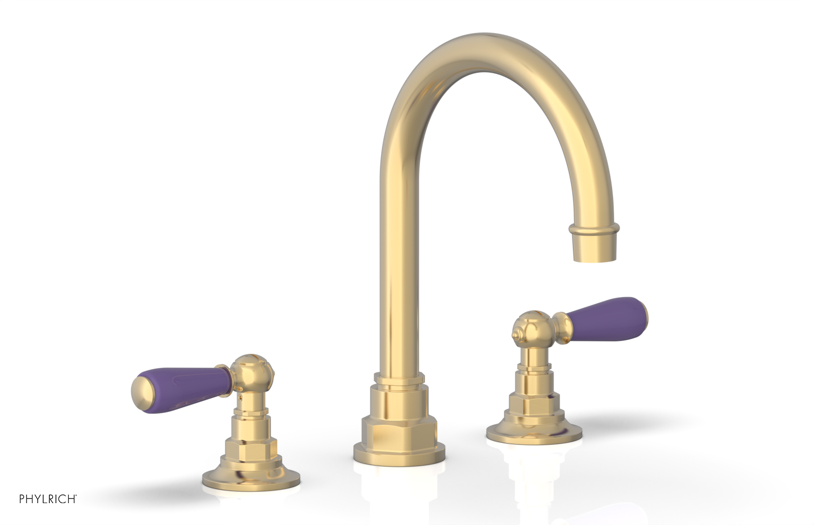 JAMESTOWN Widespread Faucet - High Spout - Lever Handle with "Purple" Accents 165-04