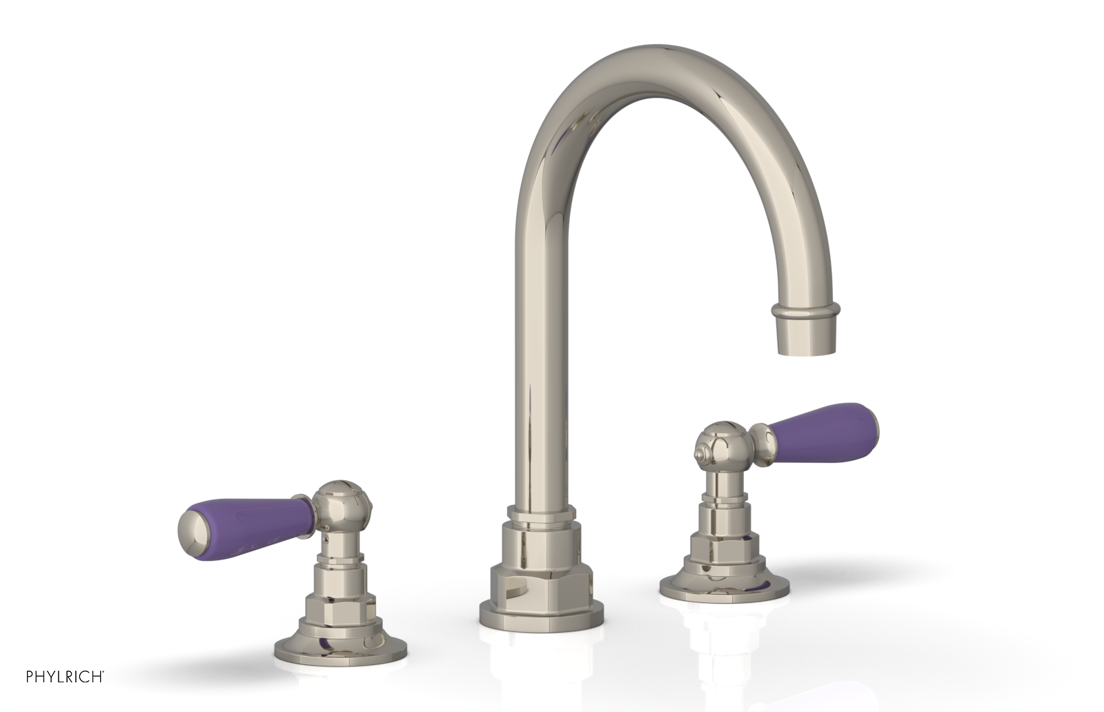 JAMESTOWN Widespread Faucet - High Spout - Lever Handle with "Purple" Accents 165-04