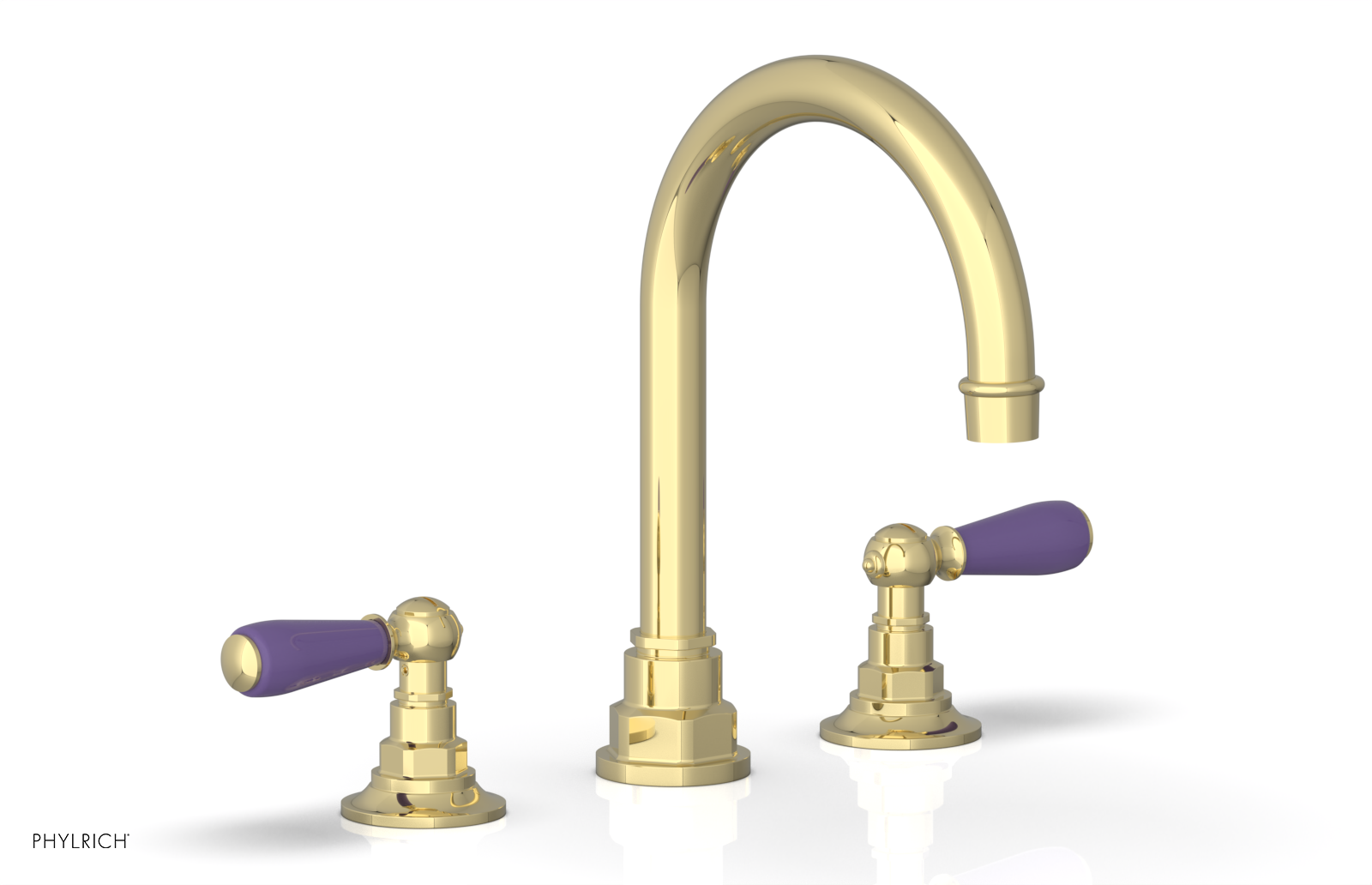 JAMESTOWN Widespread Faucet - High Spout - Lever Handle with "Purple" Accents 165-04