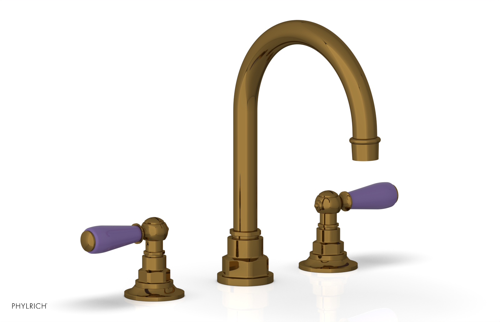 JAMESTOWN Widespread Faucet - High Spout - Lever Handle with "Purple" Accents 165-04