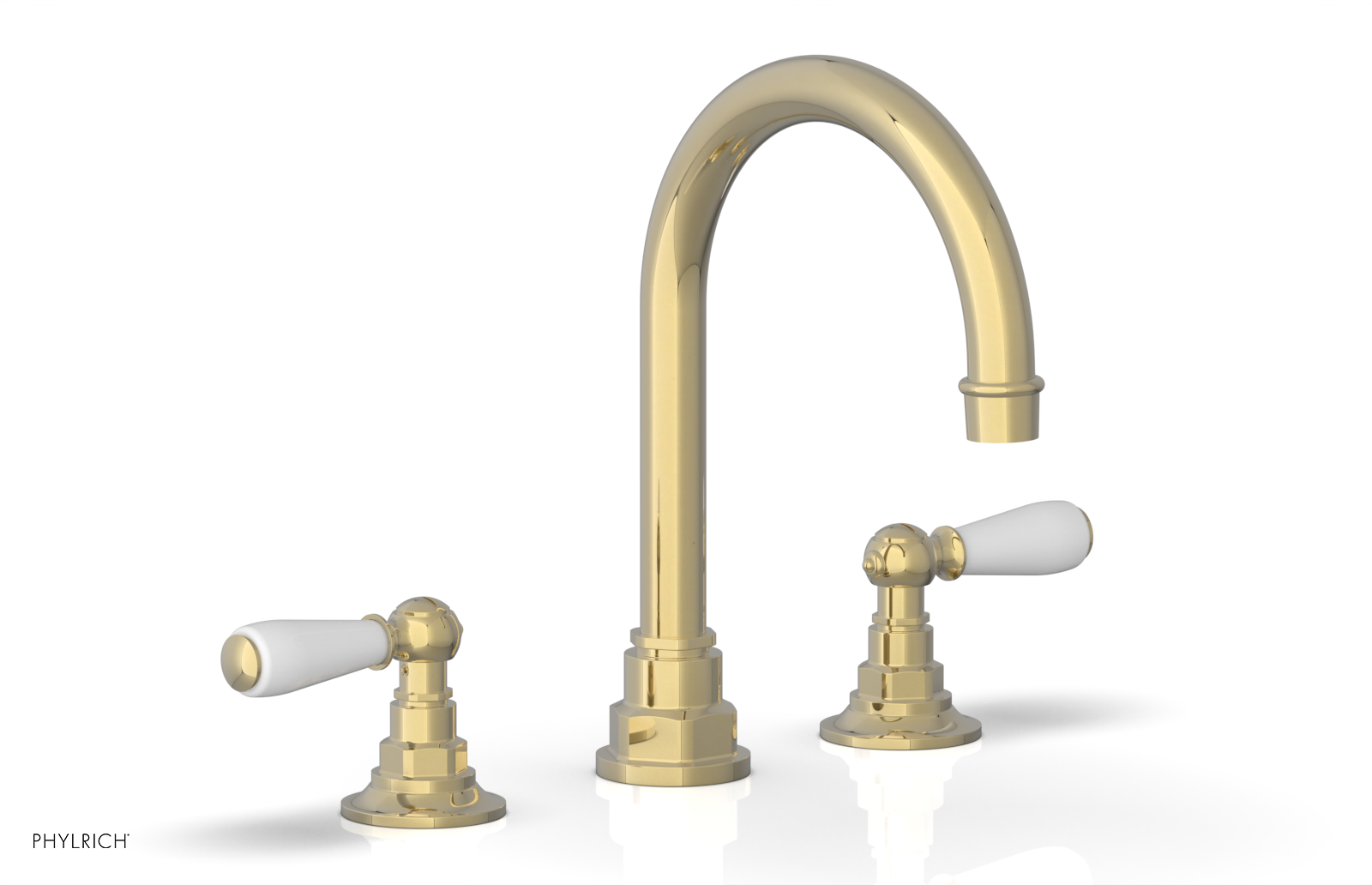 JAMESTOWN Widespread Faucet - High Spout - Lever Handle with "White" Accents 165-04