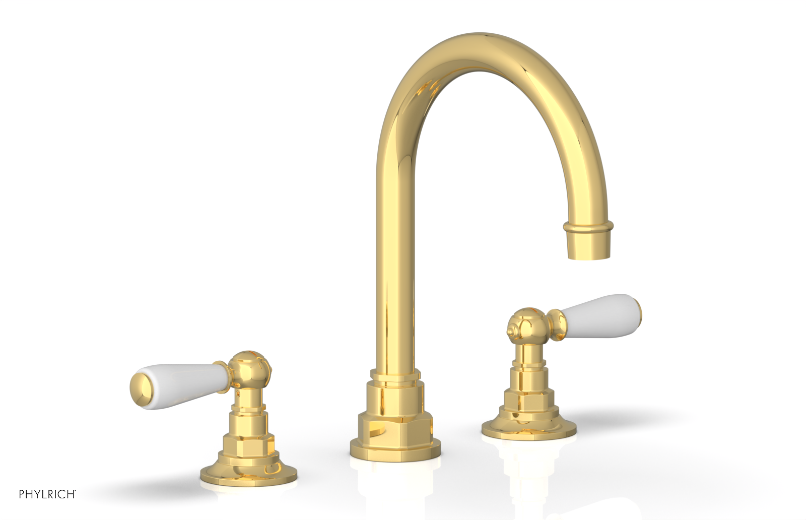 JAMESTOWN Widespread Faucet - High Spout - Lever Handle with "White" Accents 165-04