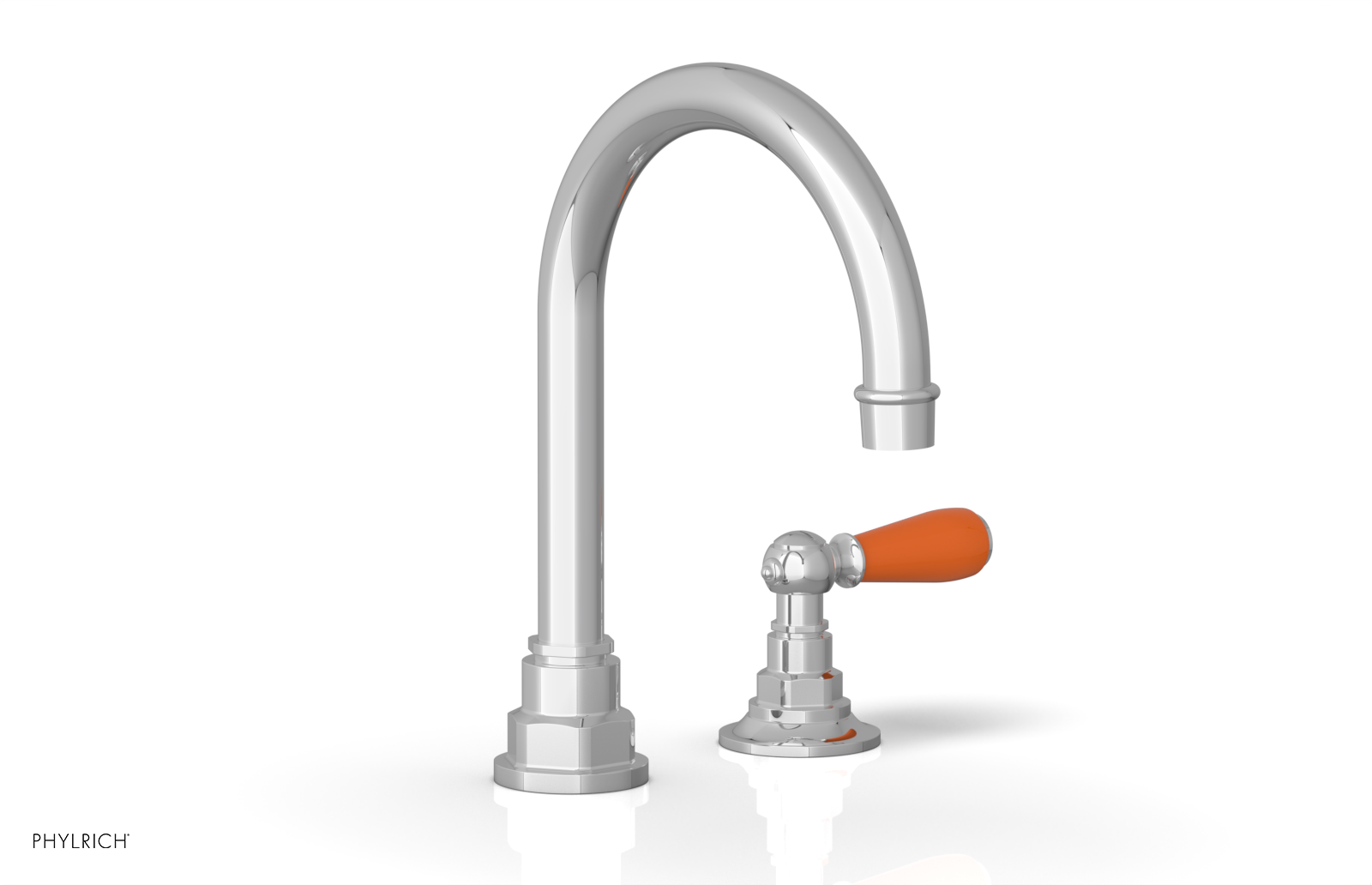 JAMESTOWN Single Handle Faucet - High Spout - Lever Handle with "Orange" Accents 165-06