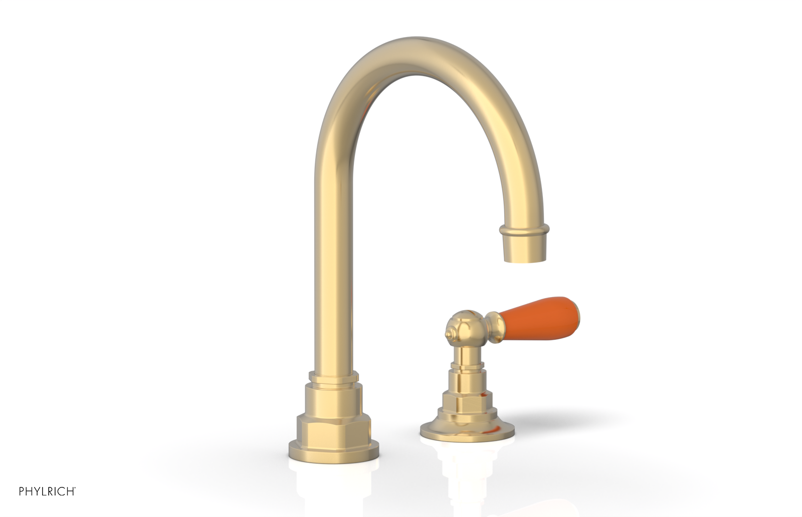 JAMESTOWN Single Handle Faucet - High Spout - Lever Handle with "Orange" Accents 165-06