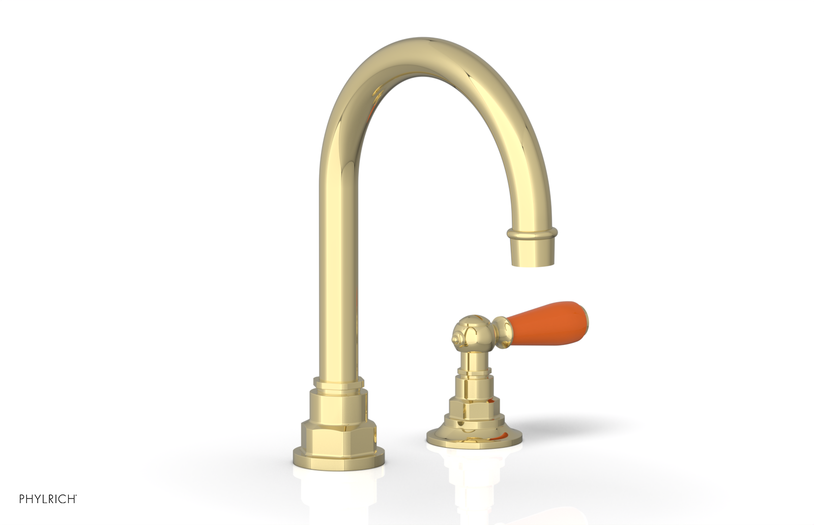 JAMESTOWN Single Handle Faucet - High Spout - Lever Handle with "Orange" Accents 165-06