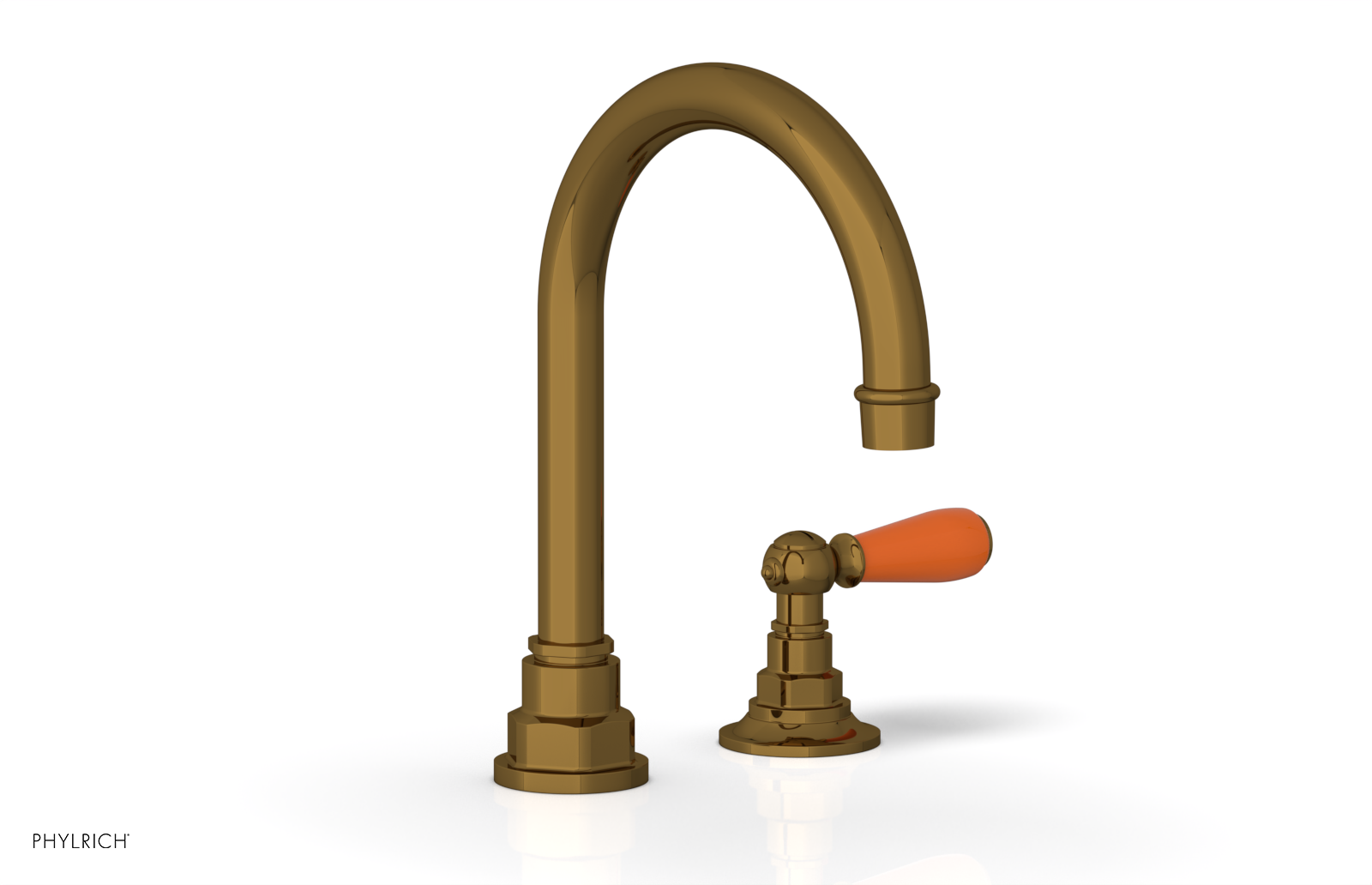 JAMESTOWN Single Handle Faucet - High Spout - Lever Handle with "Orange" Accents 165-06