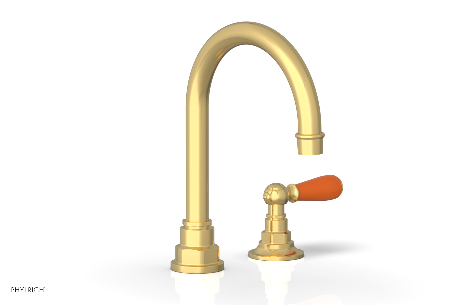 JAMESTOWN Single Handle Faucet - High Spout - Lever Handle with "Orange" Accents 165-06