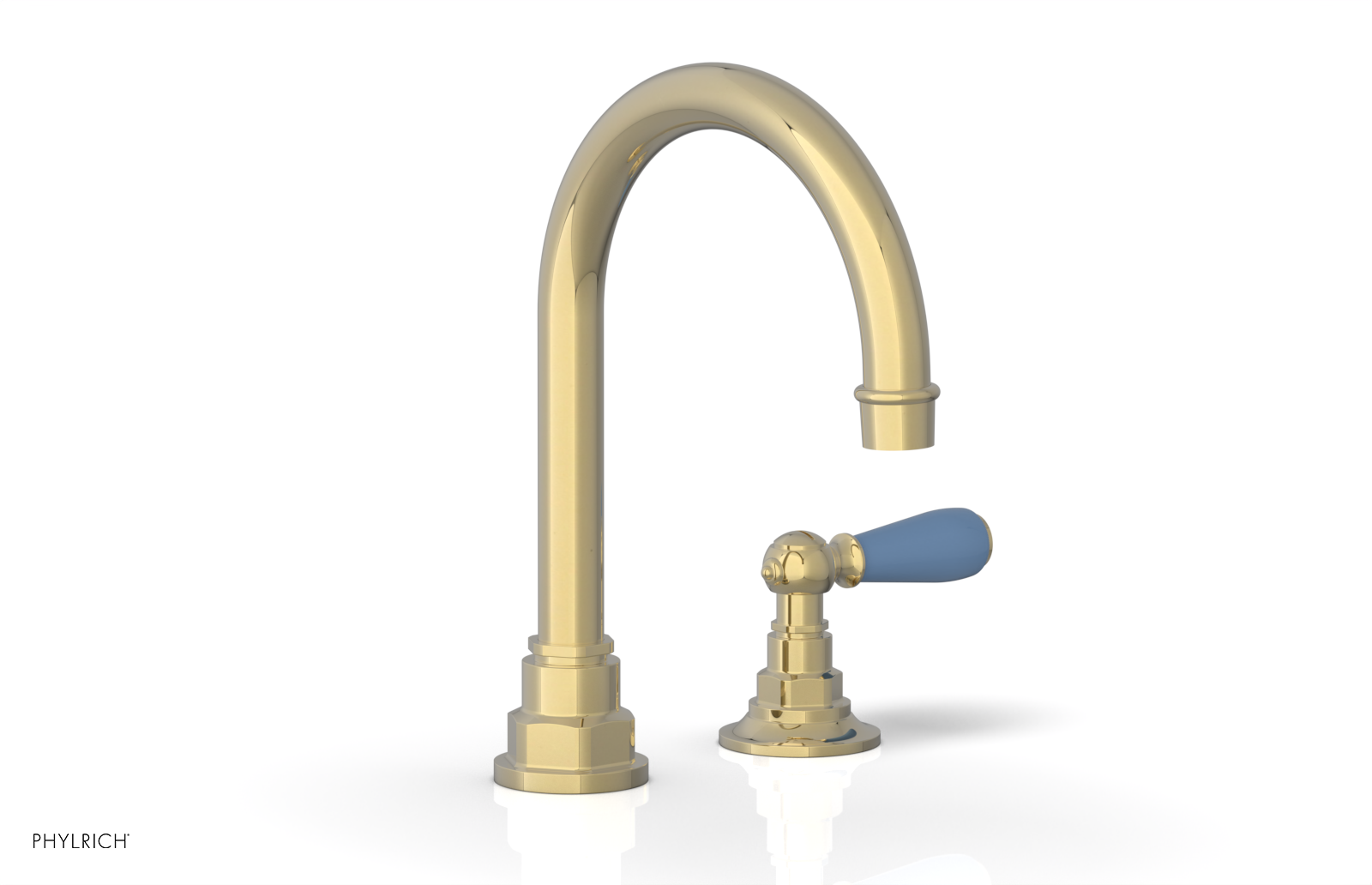 JAMESTOWN Single Handle Faucet - High Spout - Lever Handle with "Light Blue" Accents 165-06