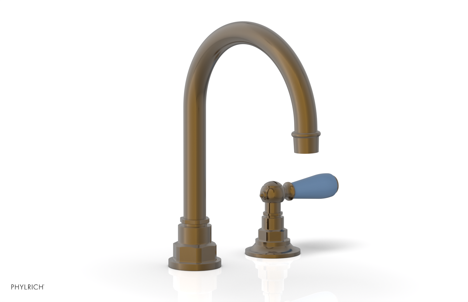 JAMESTOWN Single Handle Faucet - High Spout - Lever Handle with "Light Blue" Accents 165-06