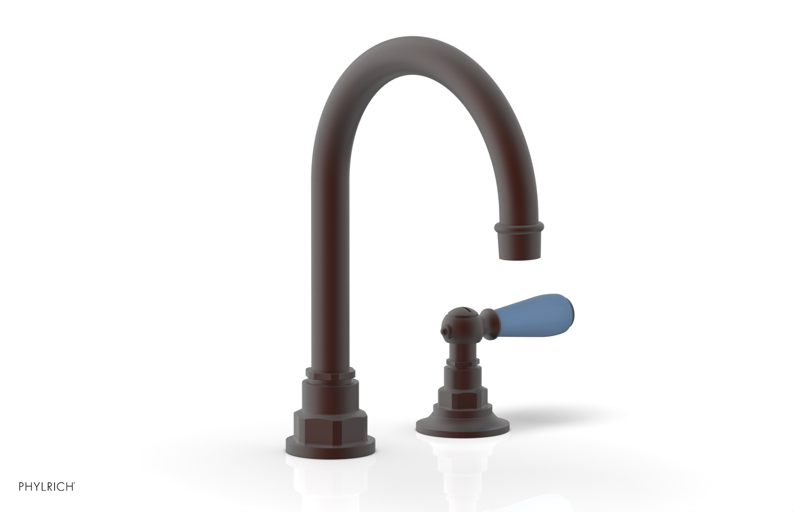 JAMESTOWN Single Handle Faucet - High Spout - Lever Handle with "Light Blue" Accents 165-06